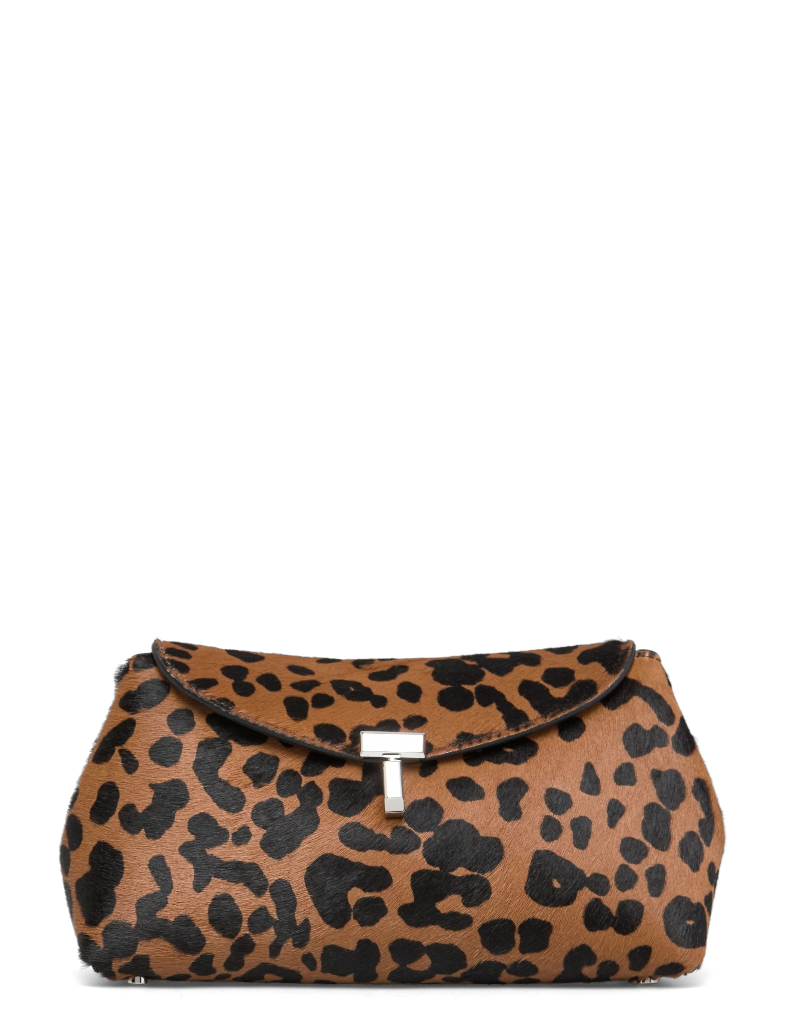 TOTEME MINI T-LOCK PONY HAIR CLUTCH - Tasker - LEOPARD / brown