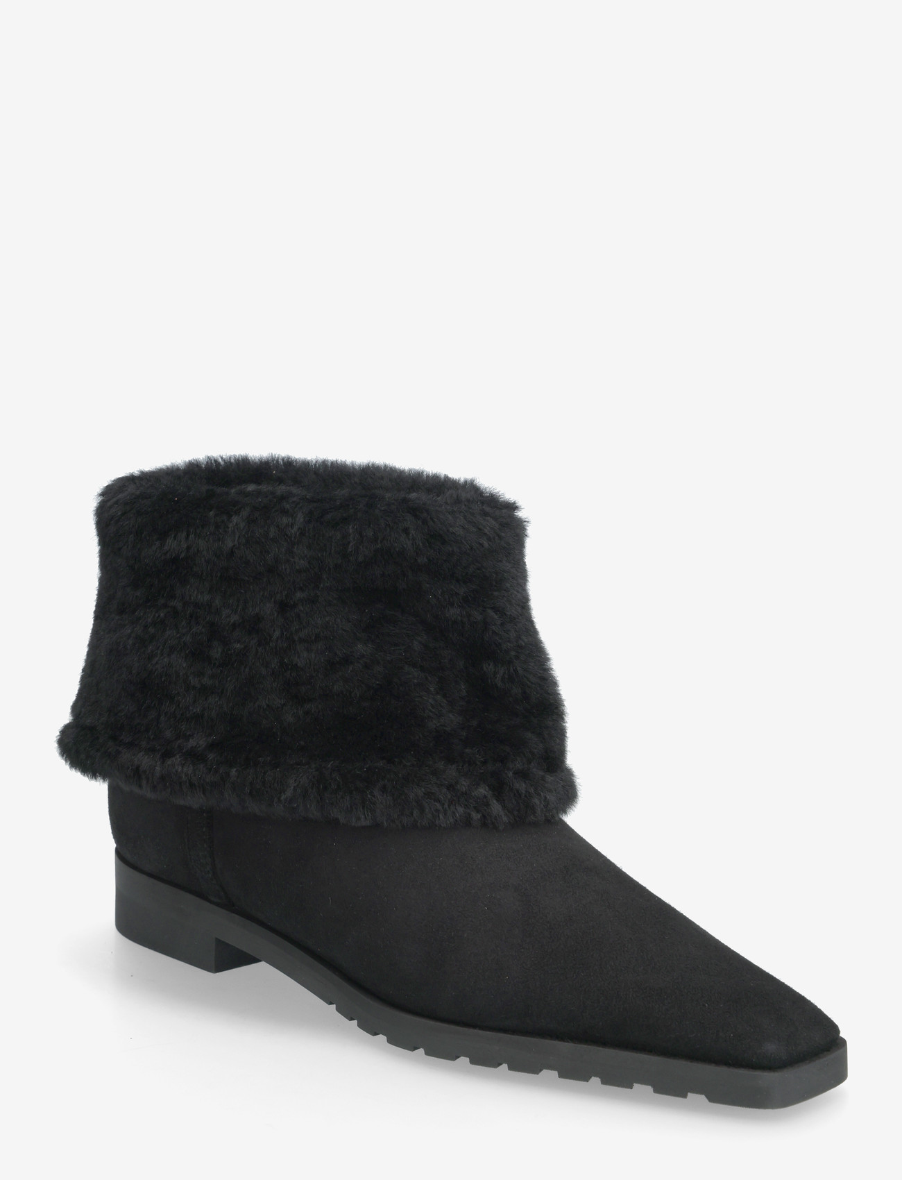 TOTEME - FOLD-DOWN SHEARLING BOOTS - flat ankle boots - black - 0