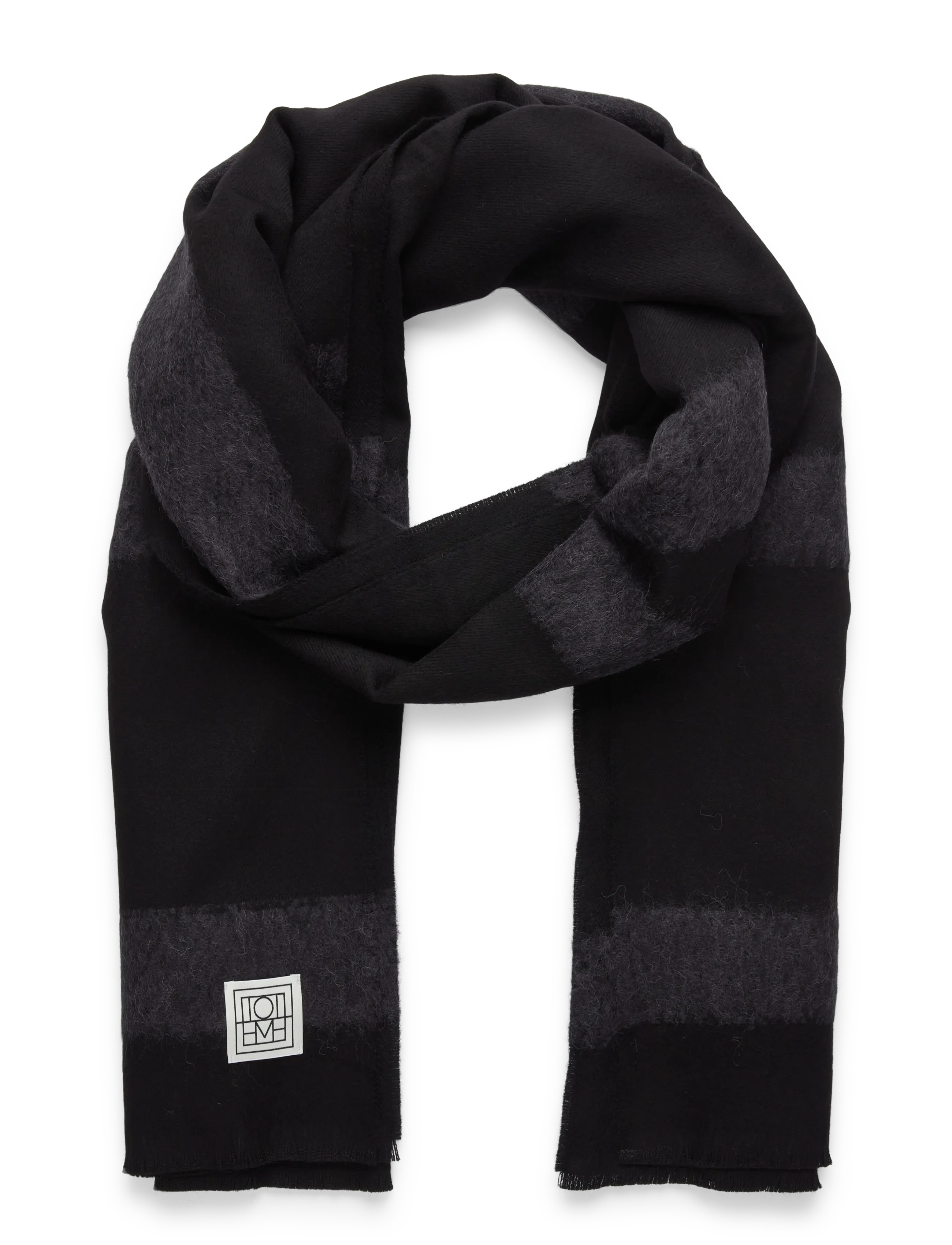 TOTEME MONOGRAM TWILL SCARF - Transitional Layering - BLACK / black