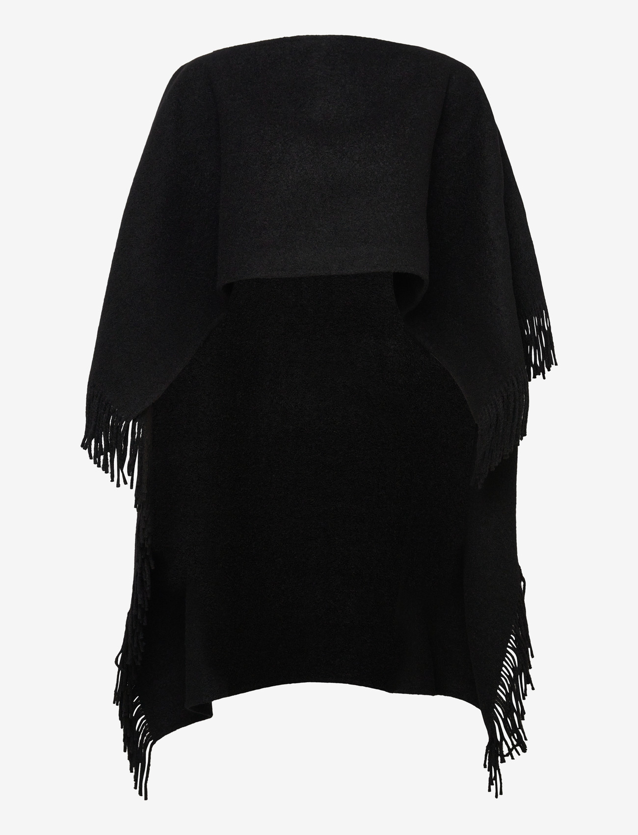 TOTEME - FRINGED WOOL PONCHO - varrukateta alussärgid - black - 0