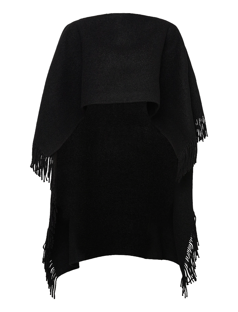 TOTEME - FRINGED WOOL PONCHO - varrukateta alussärgid - black - 0