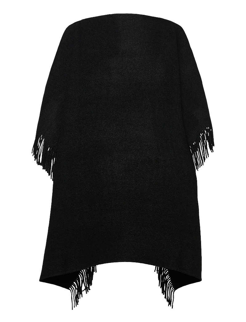 TOTEME - FRINGED WOOL PONCHO - varrukateta alussärgid - black - 1