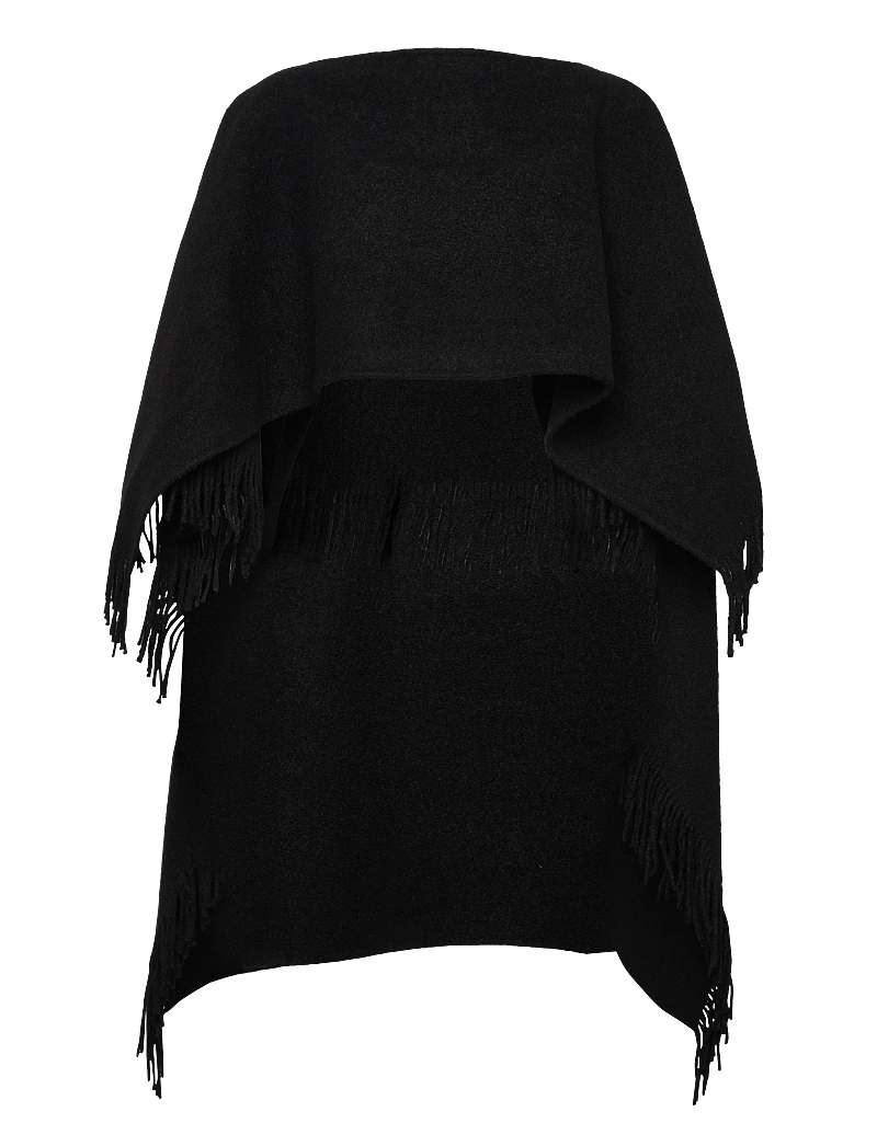 TOTEME - FRINGED WOOL PONCHO - varrukateta alussärgid - black - 2