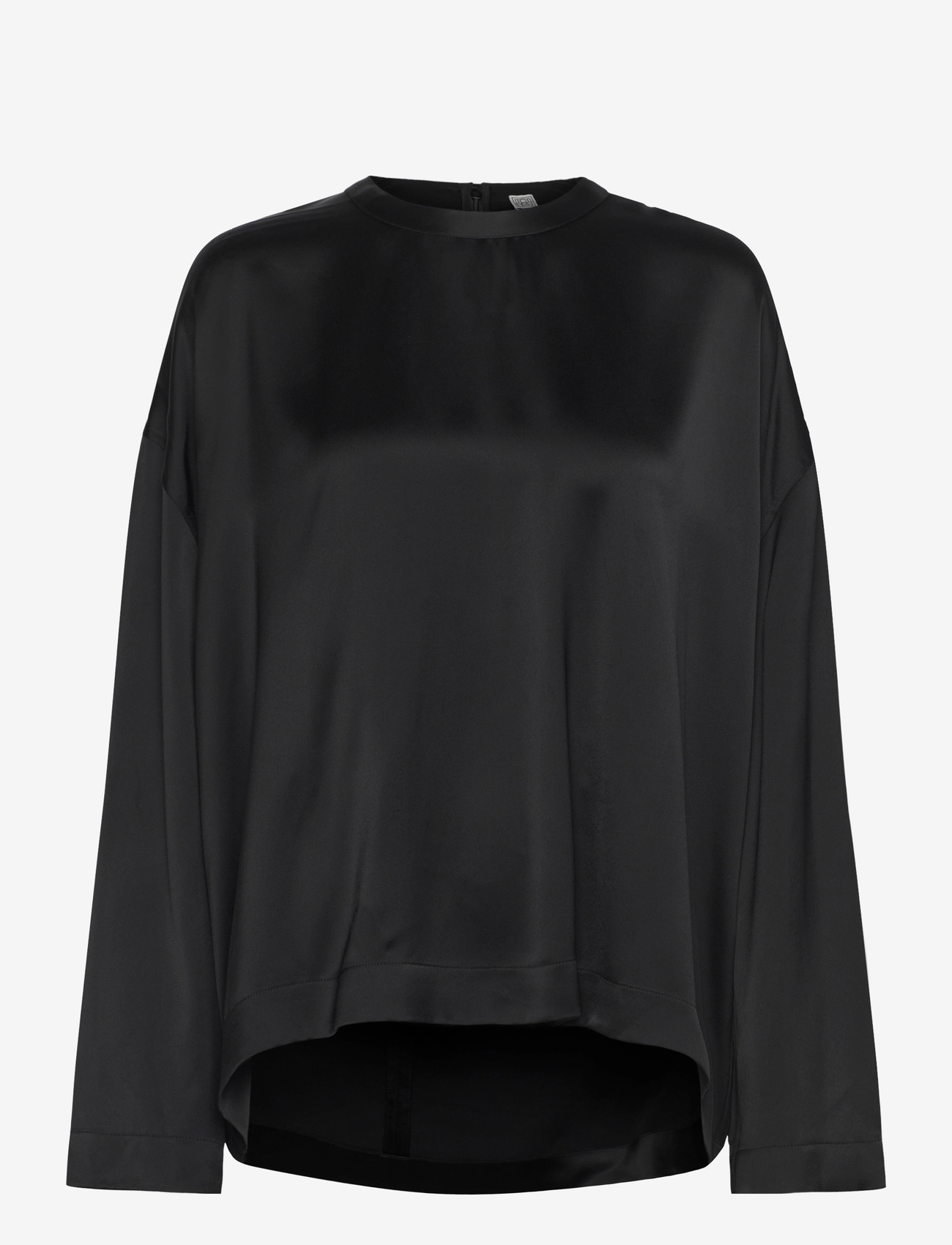 TOTEME - Boxy Satin Top - långärmade blusar - black - 0