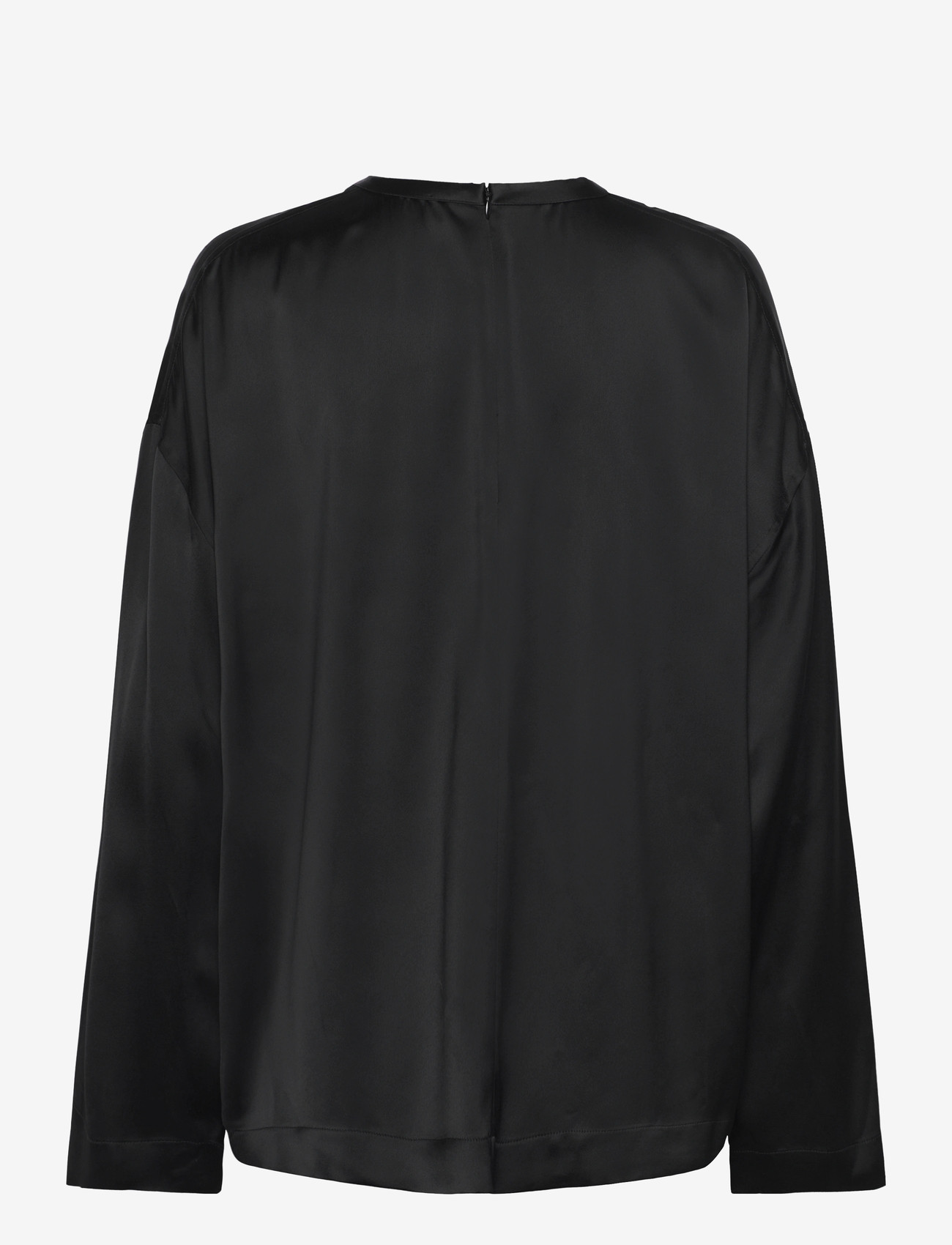 TOTEME - Boxy Satin Top - långärmade blusar - black - 1
