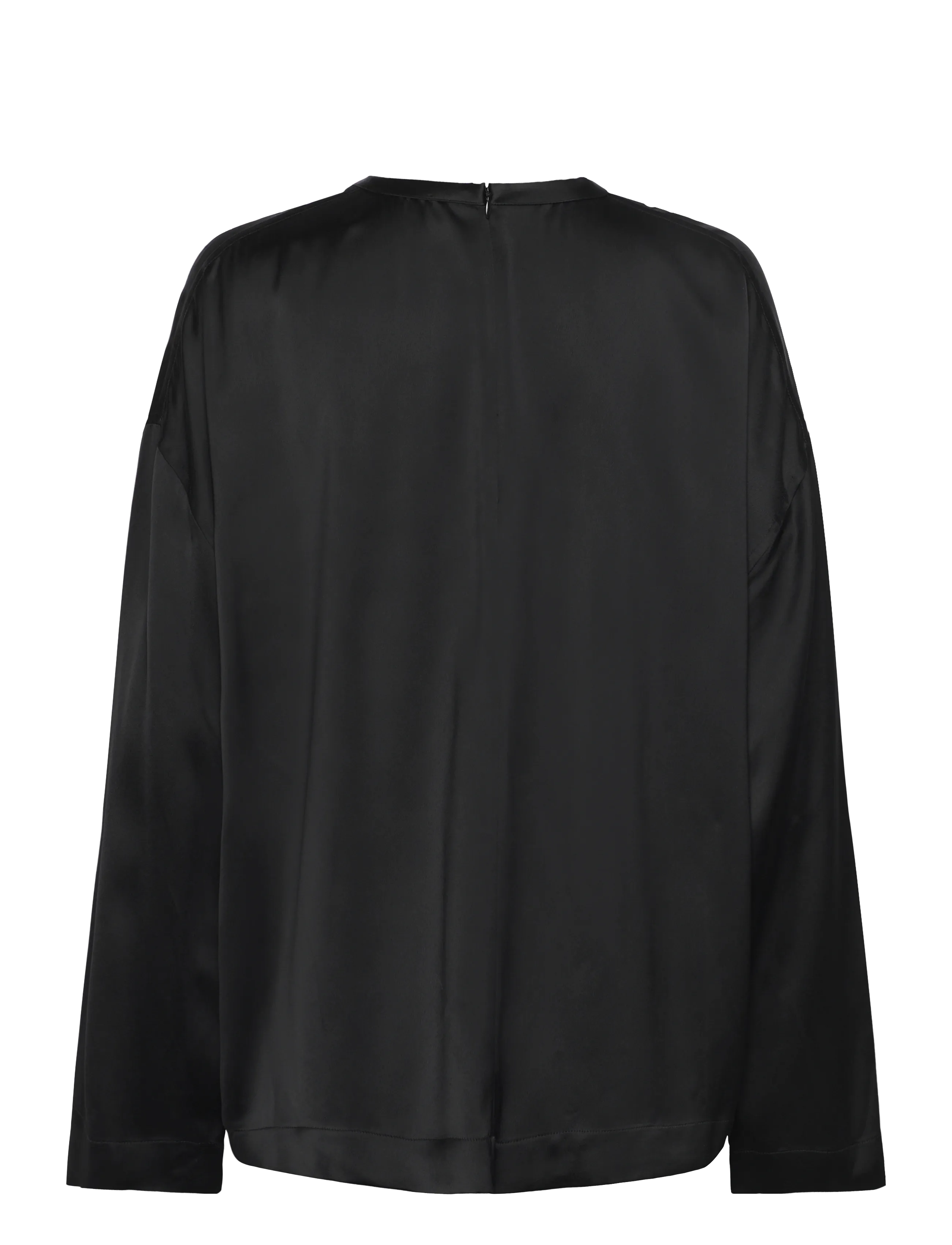 TOTEME - Boxy Satin Top - langærmede bluser - black - 1