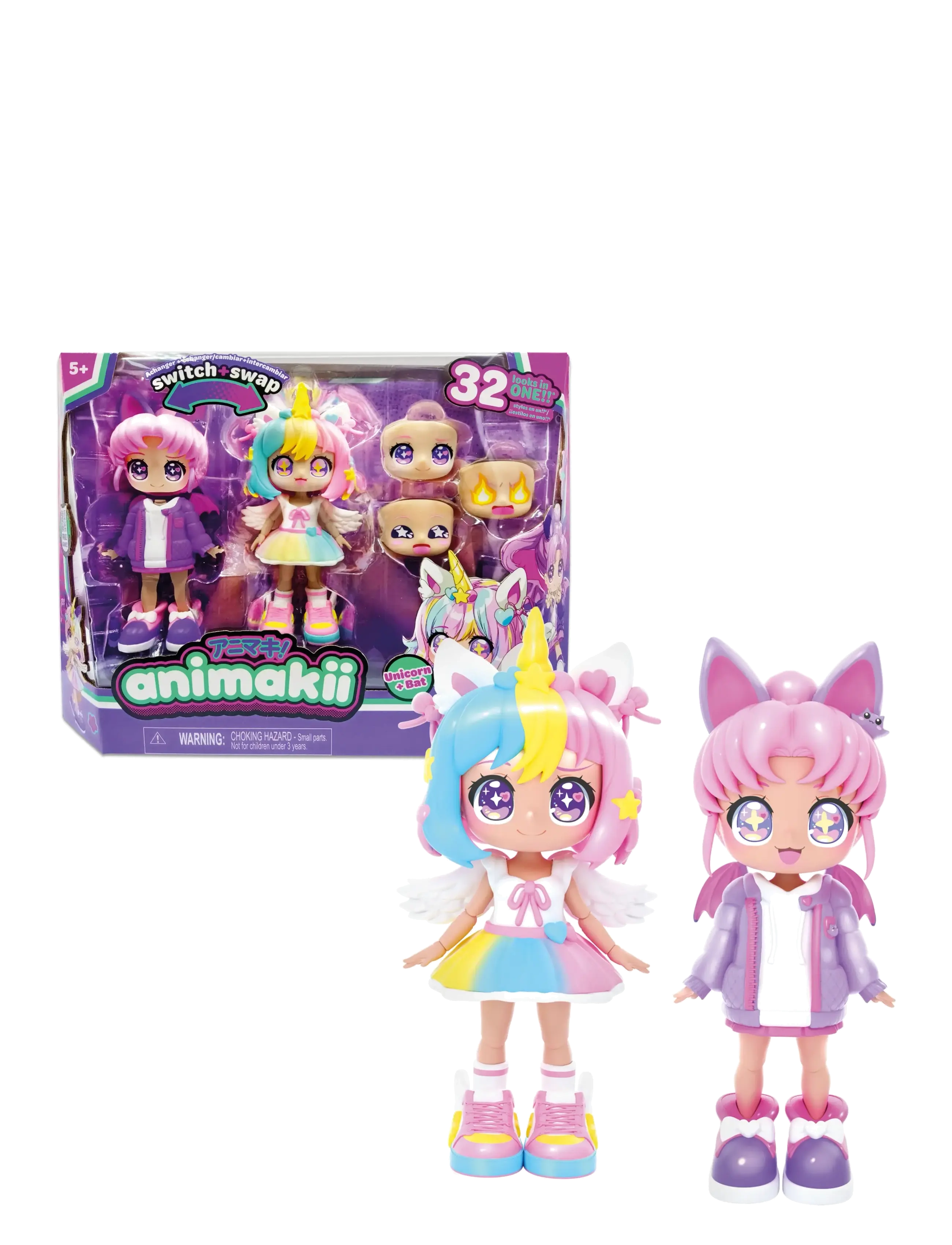 Toyrock Animakii Doll Set Unicorn/Bat, Play Sæt, Pink, Str: ONE SIZE