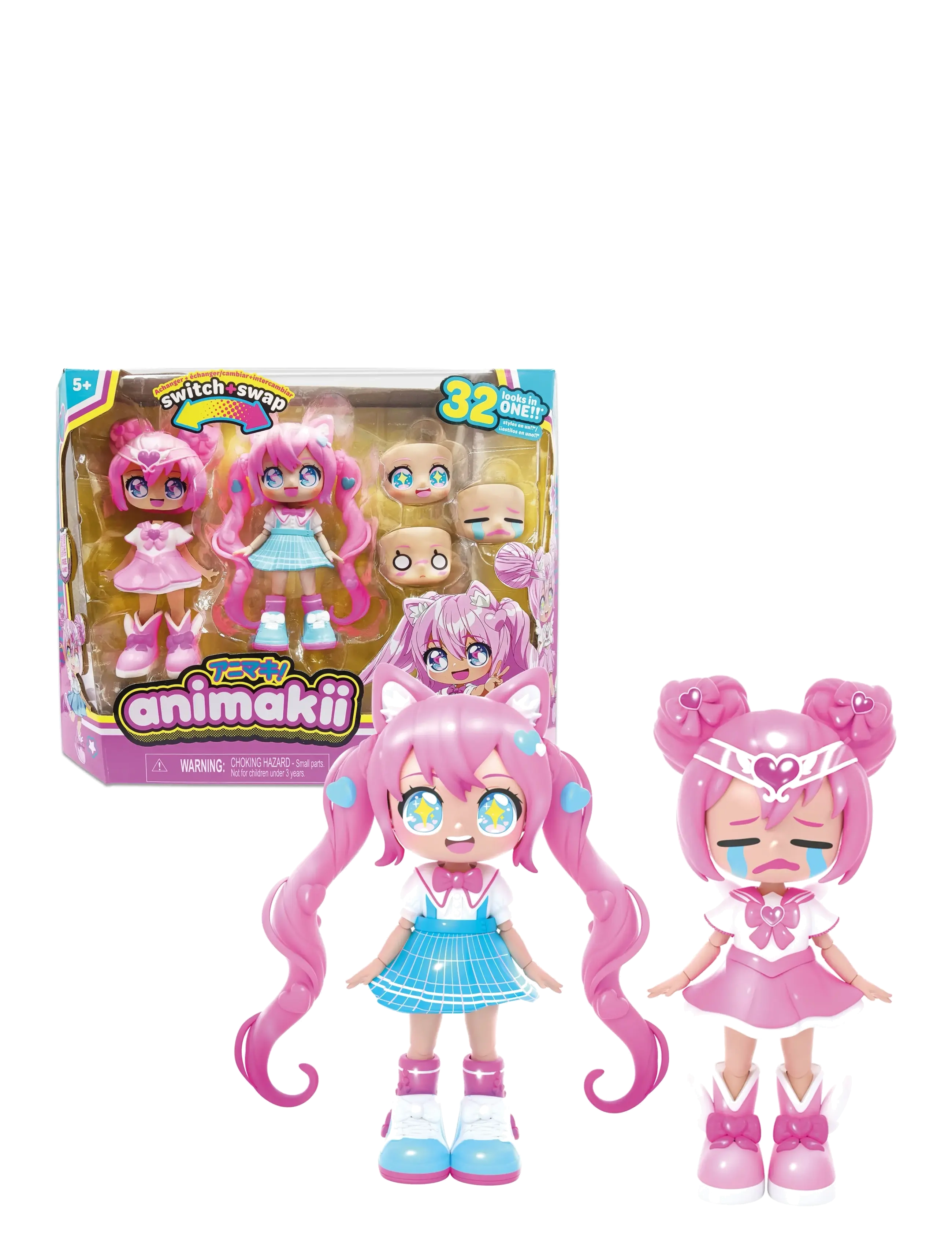 Toyrock Animakii Doll Set Magical Girl/School Girl, Børn, Play Sæt, Pink, Str: ONE SIZE