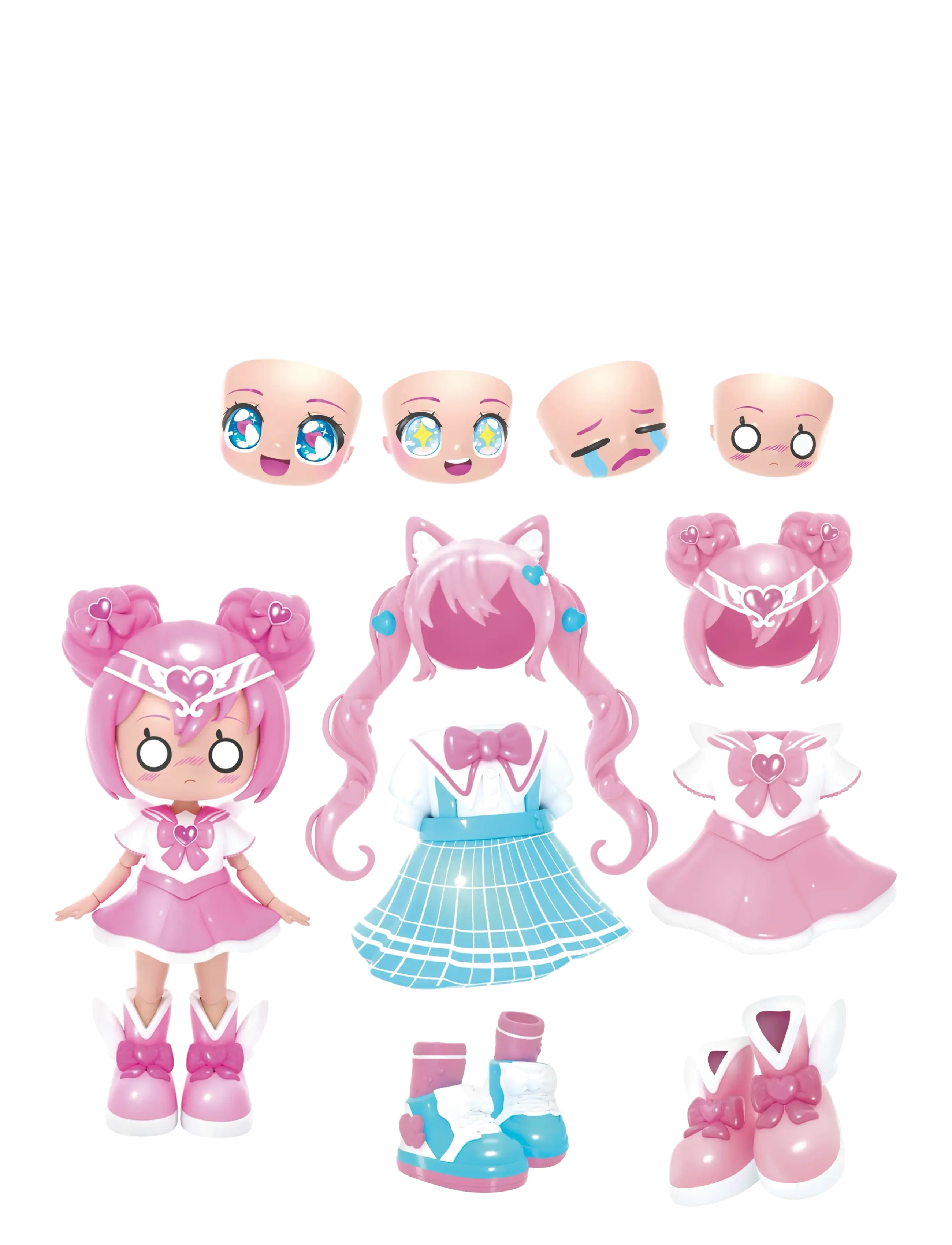 Toyrock - ANIMAKII DOLL SET MAGICAL GIRL/SCHOOL GIRL - legesæt - multi coloured - 2