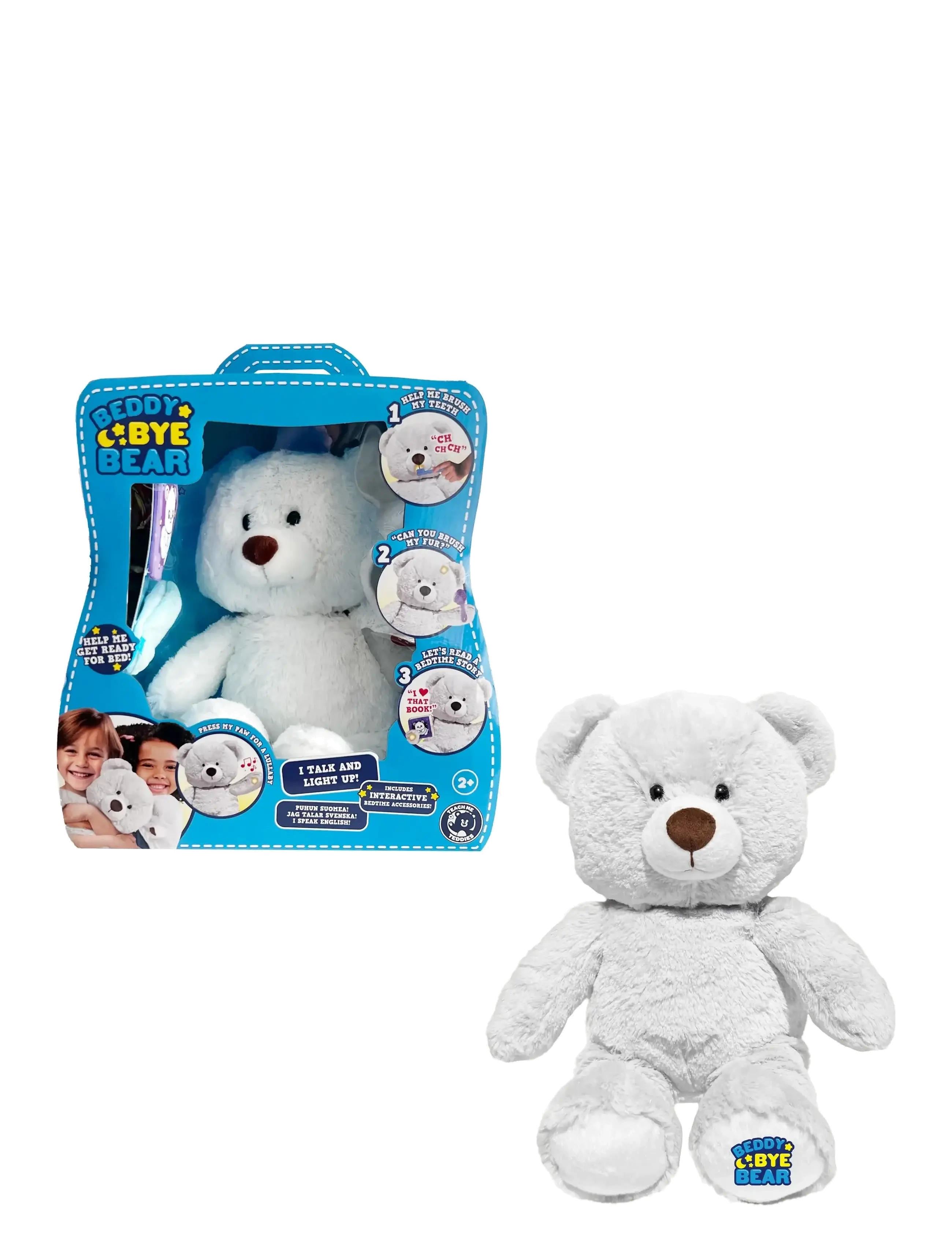 Toyrock Beddy Bye Bye Bear Multilingual Version, One Size, White, Soft Legetøj > Teddy Bears, Børn