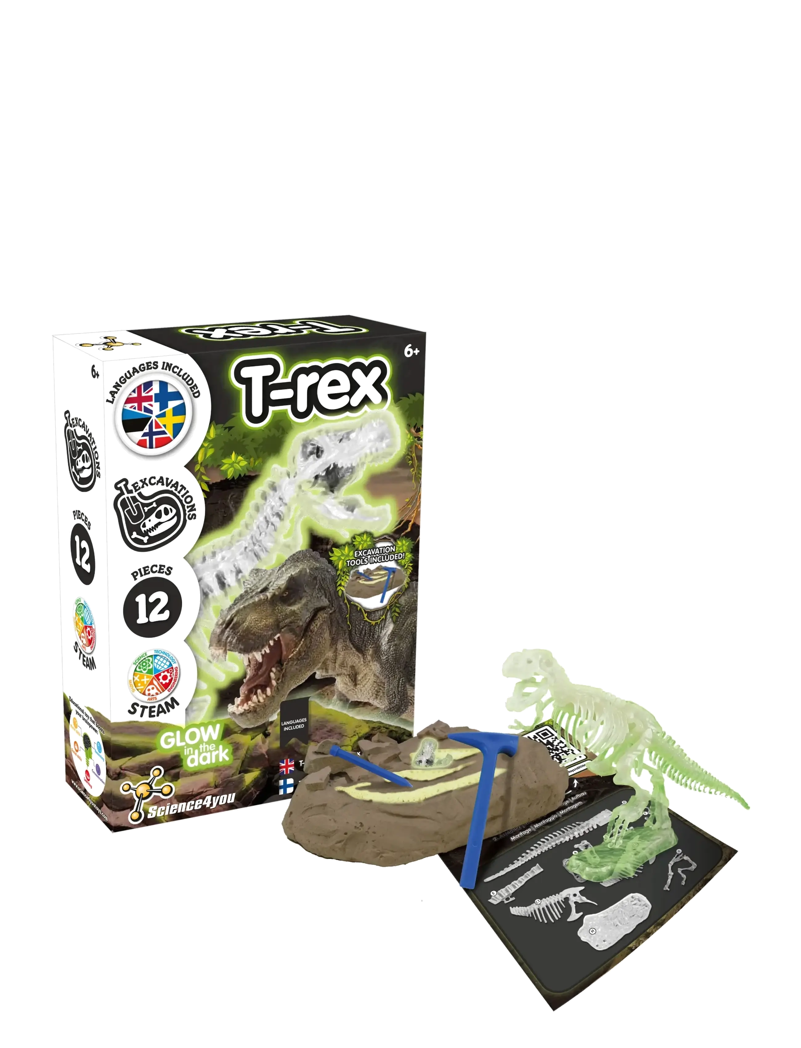 Toyrock SCIENCE4YOU T-REX GLOW IN THE DARK - Eläimet - MULTI COLOURED / green