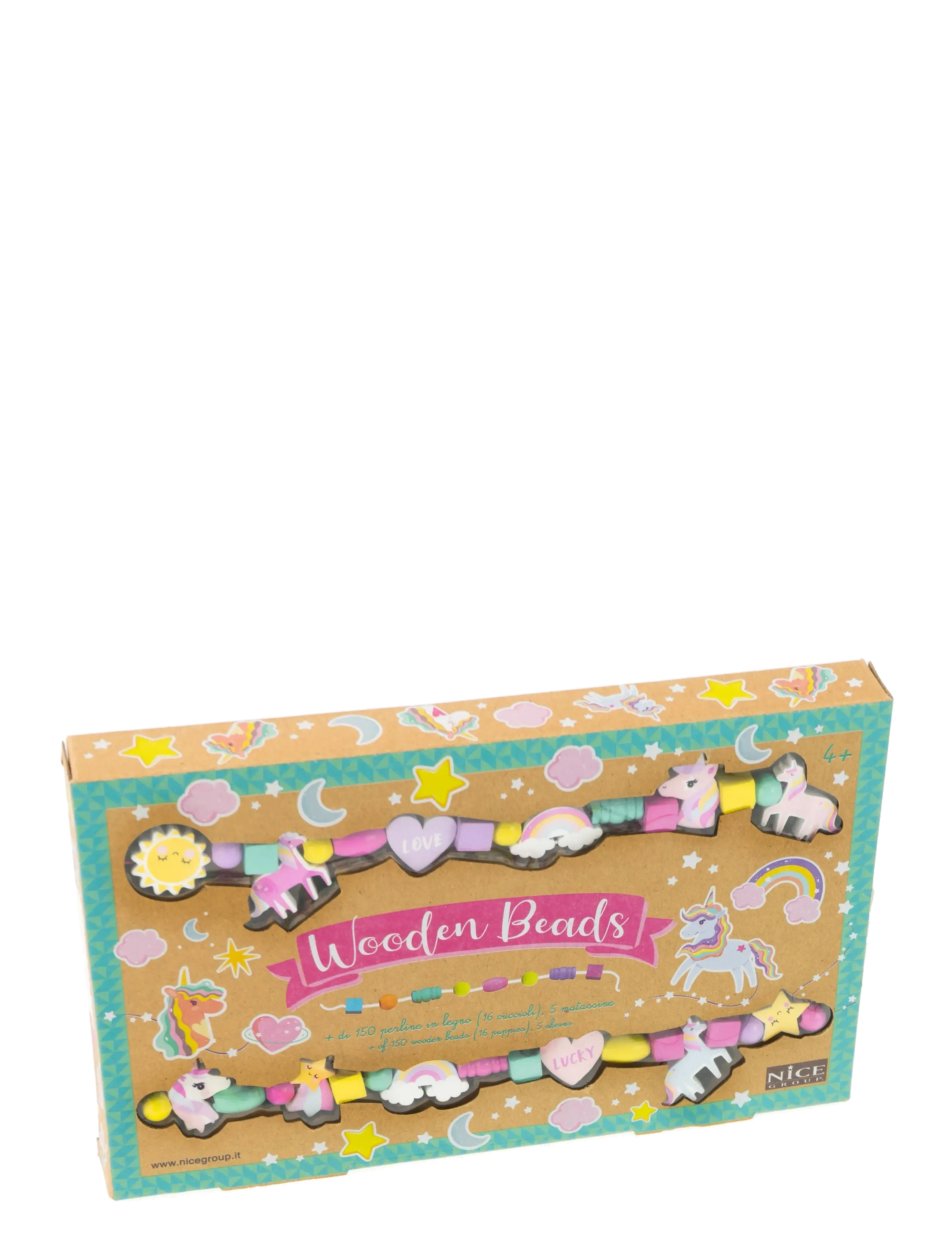 BEADS SET WOODEN WITH UNICORN THEME - MULTI COLOURED