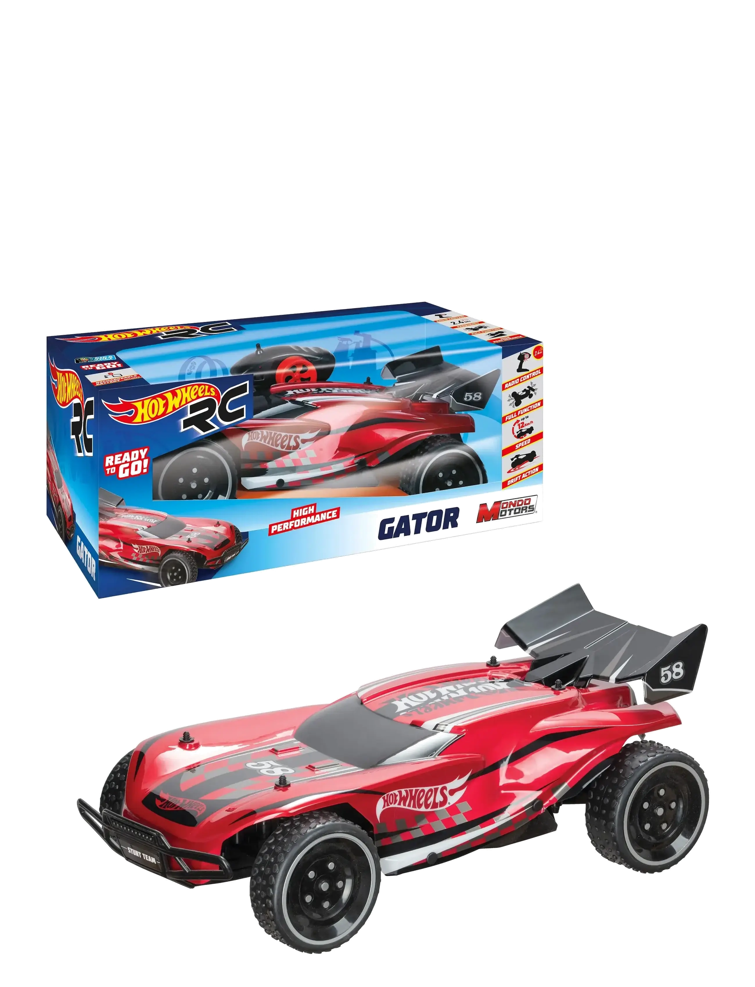 Toyrock Hot Wheels Gator Rc 1:10, Børn, Remote Controlled Legetøj, Rød, Str: ONE SIZE