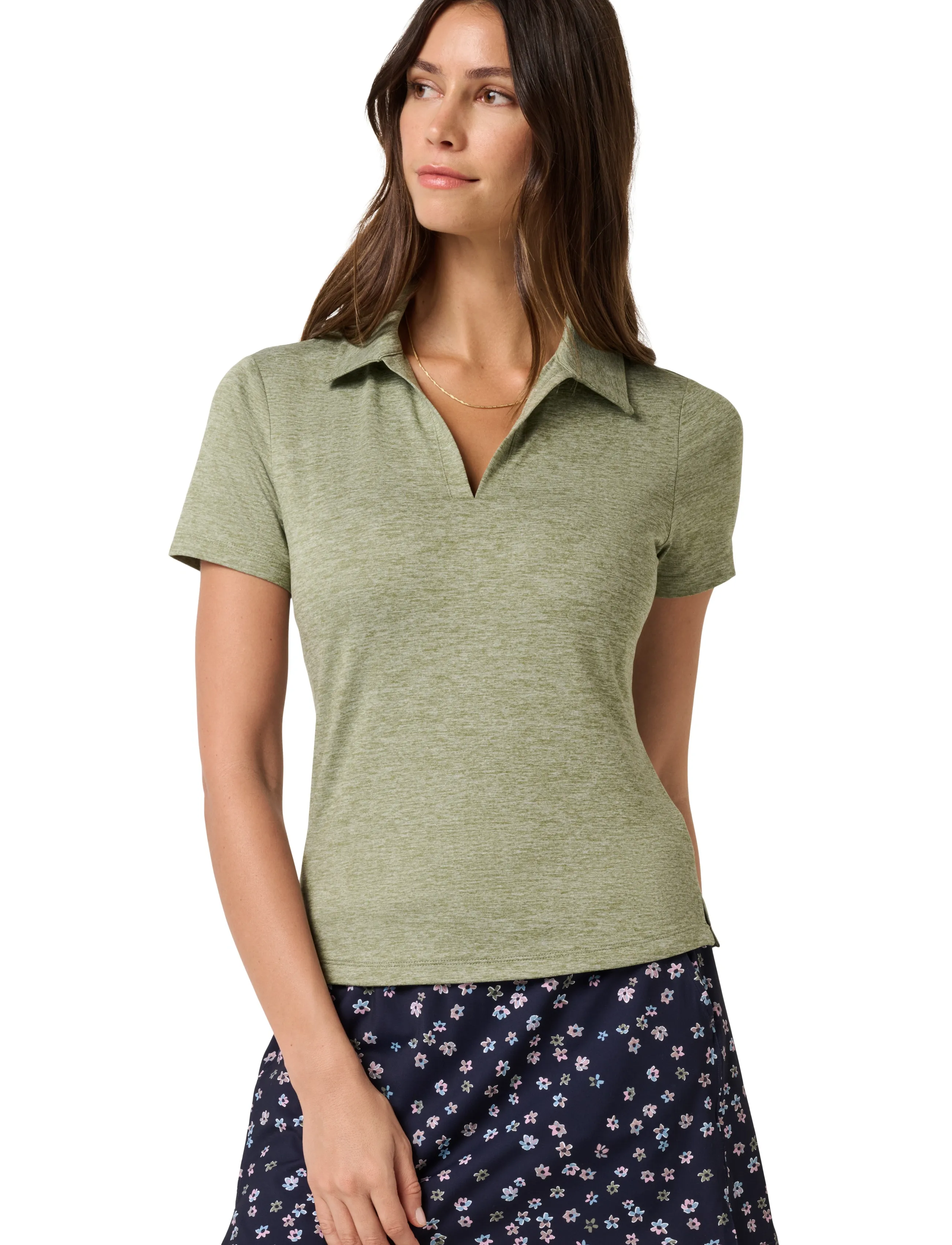TravisMathew SKYLOFT LIGHT SS POLO - T-särgid ja alussärgid - HEATHER OIL GREEN / khaki/green