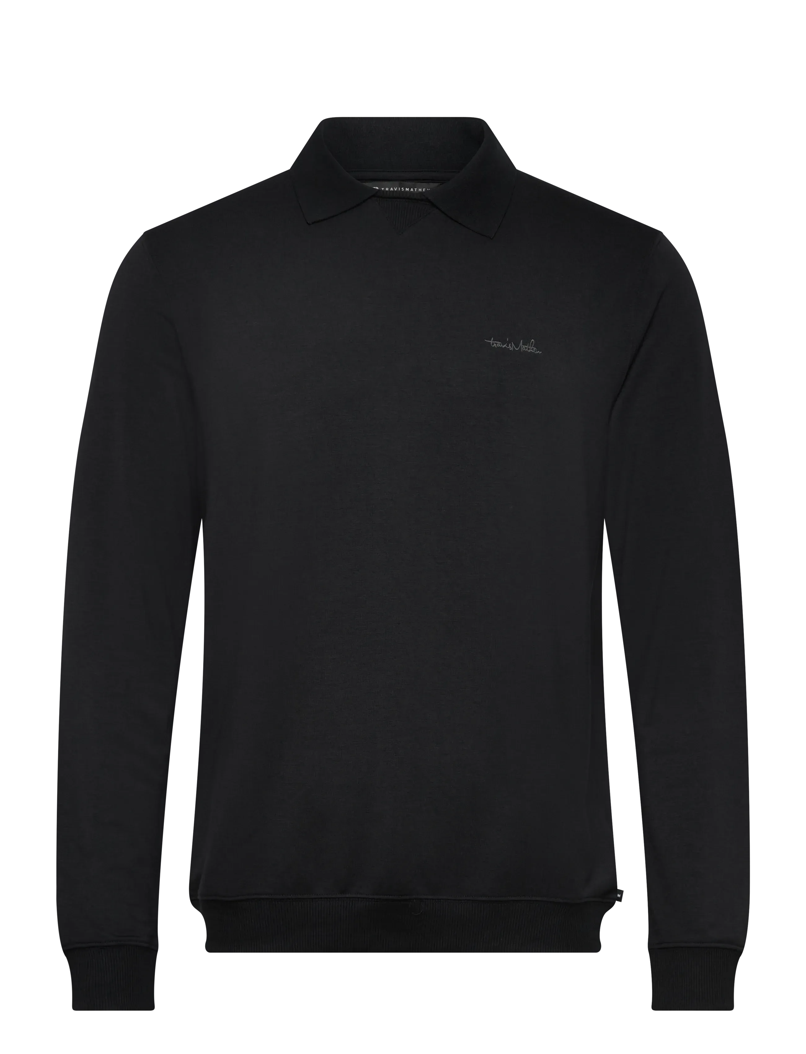 TravisMathew Amenities Collar Crew, XXL, Black, Sport Polos > Sport Long-sleeved Polos, Herre