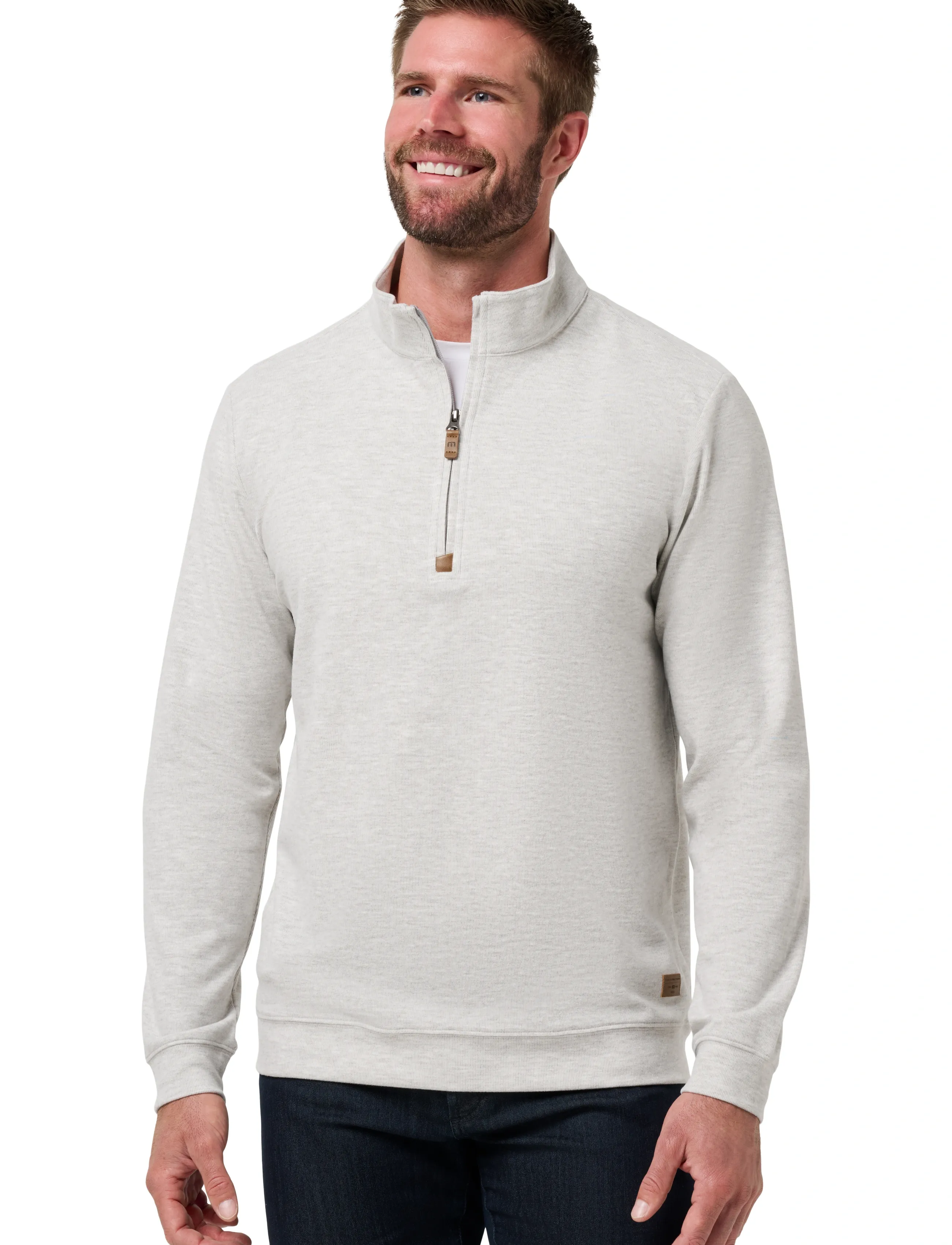 TravisMathew Cloud Sweater 1/4 Zip, XL, Grey, Sport Sweatshirts & Hoodies > Sport Knitwear, Herre