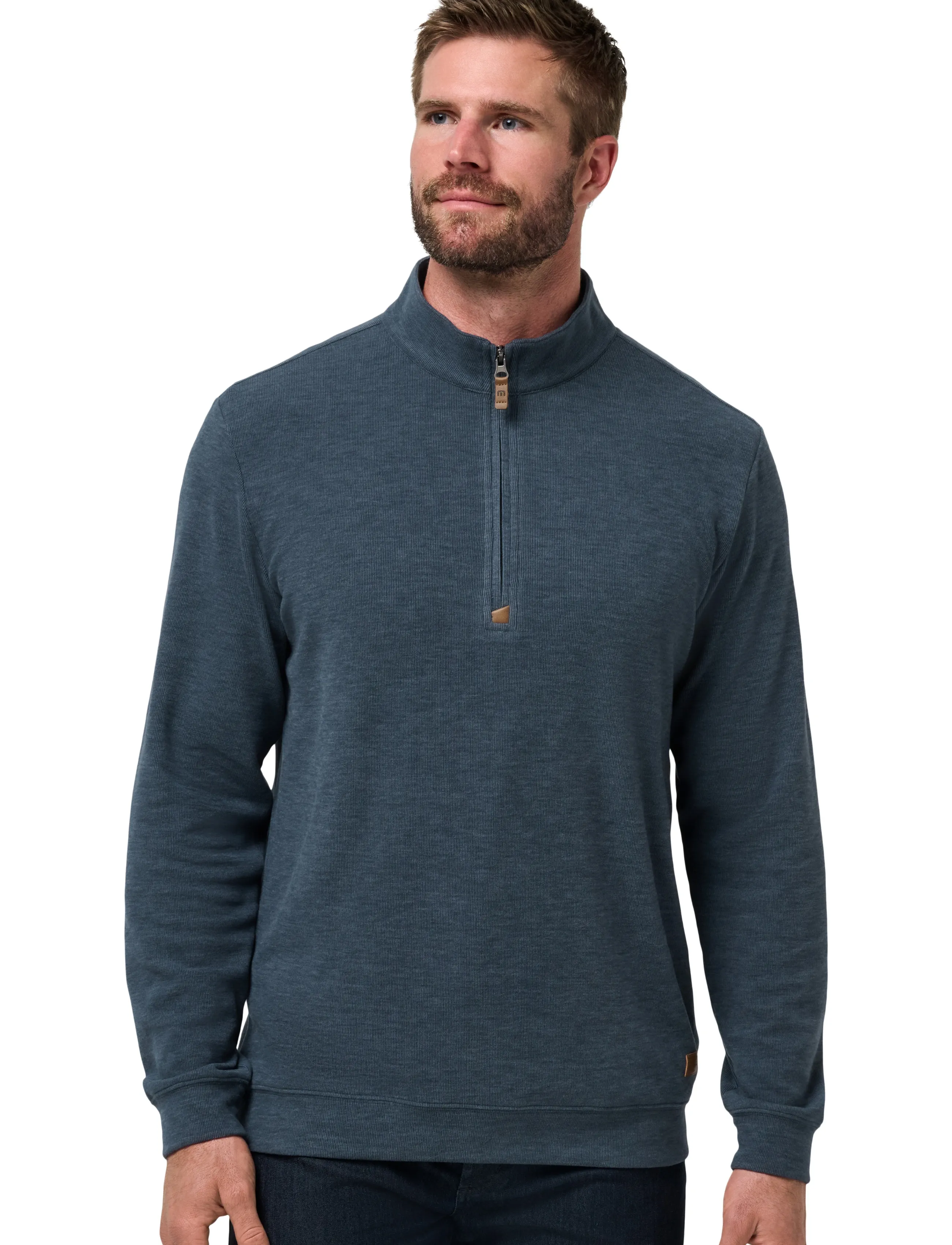 TravisMathew Cloud Sweater 1/4 Zip, L, Blue, Sport Sweatshirts & Hoodies > Sport Knitwear, Herre