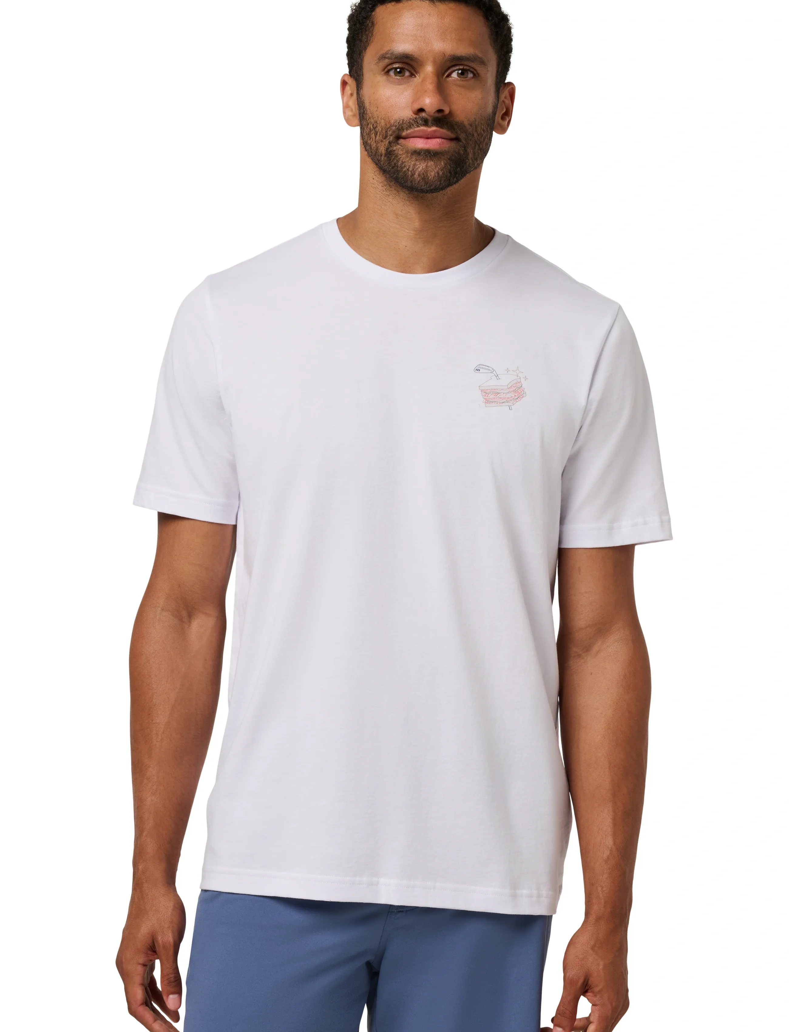 TravisMathew Founding Member Tee, S, White, Sport Overdele > Sport T-shirts, Herre