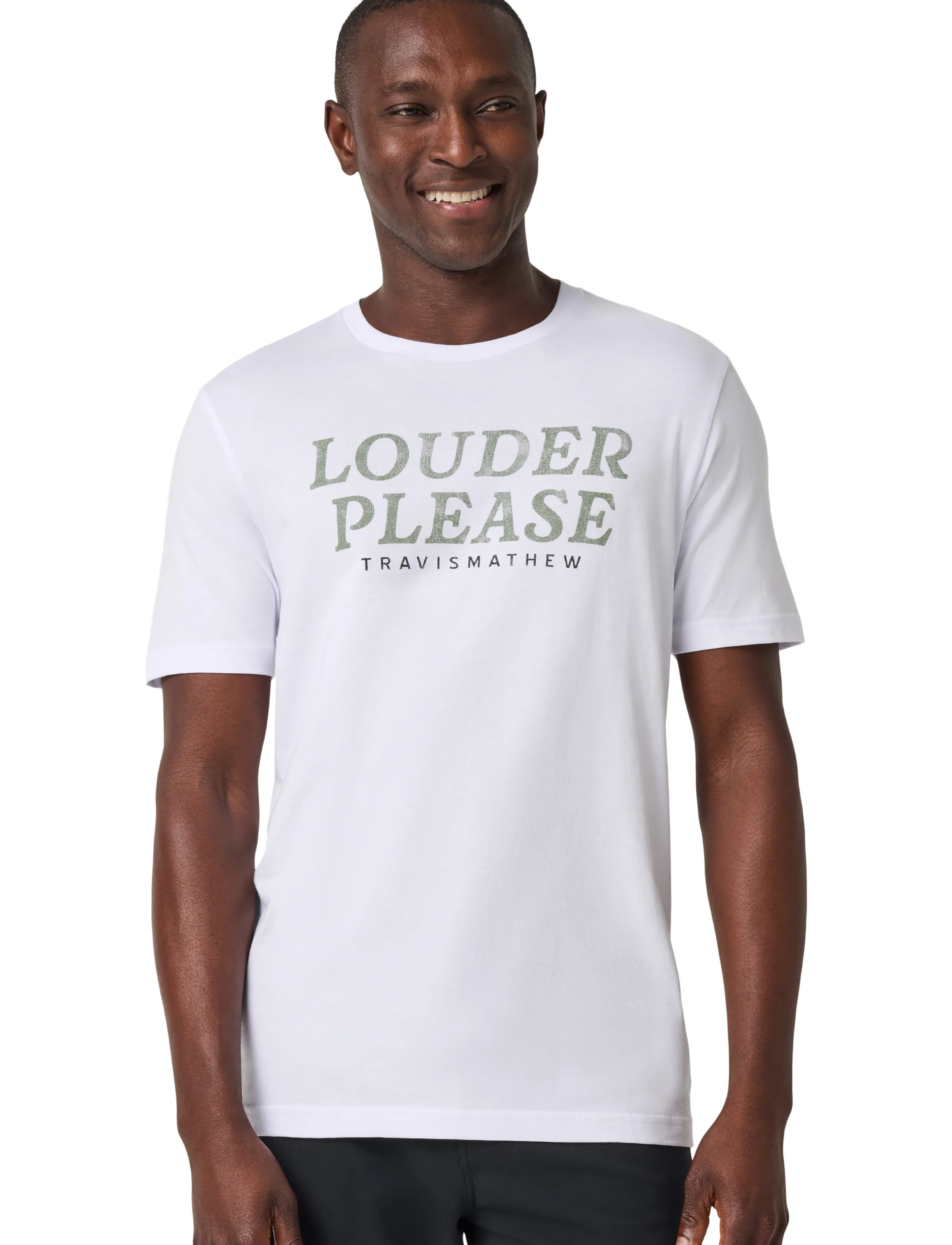 TravisMathew Louder Please Tee, S, White, Sport Overdele > Sport T-shirts, Herre