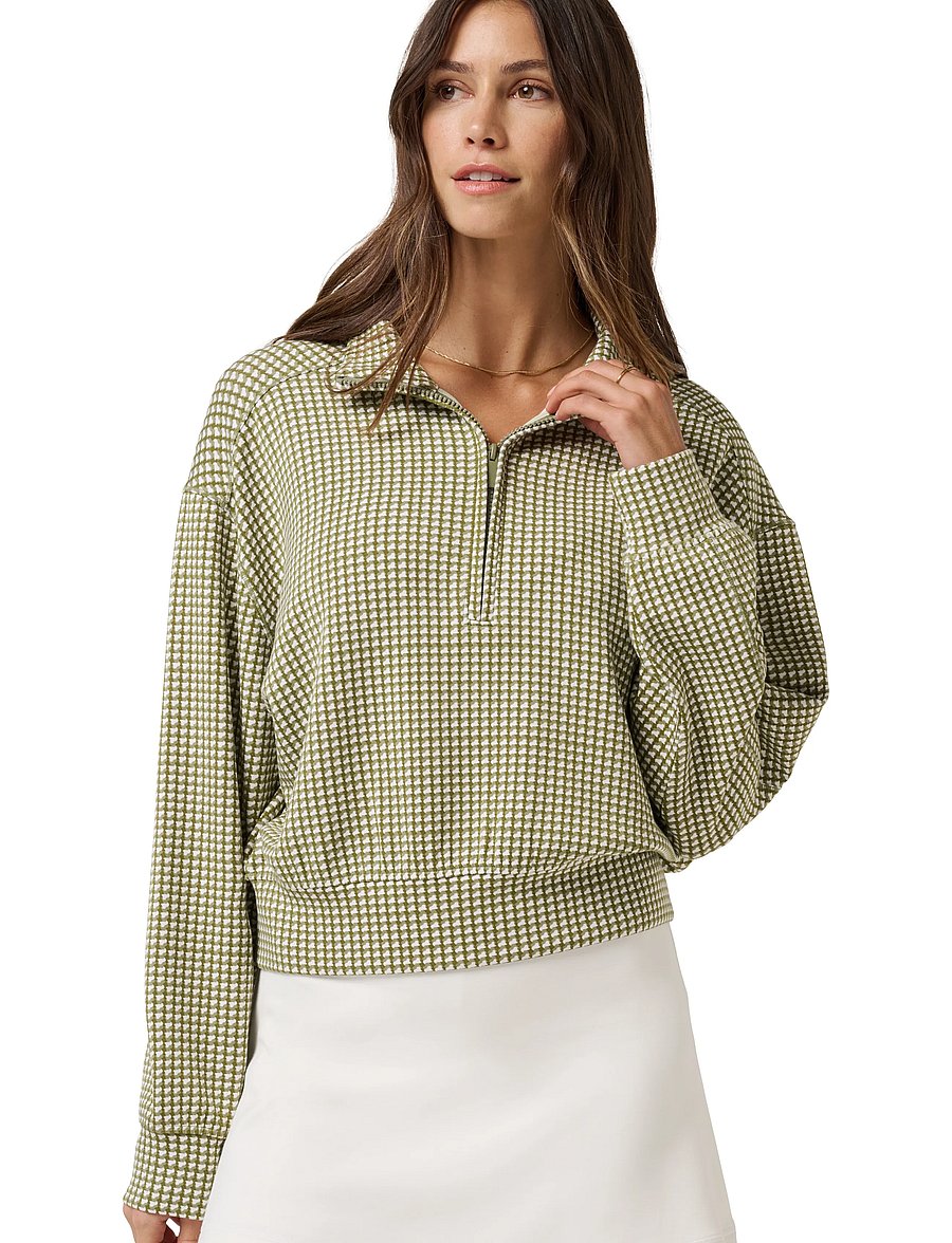 TravisMathew - PRINTED SKYLOFT SOFT ECHO 1/2 ZIP - Överdelar - oil green multi - 0