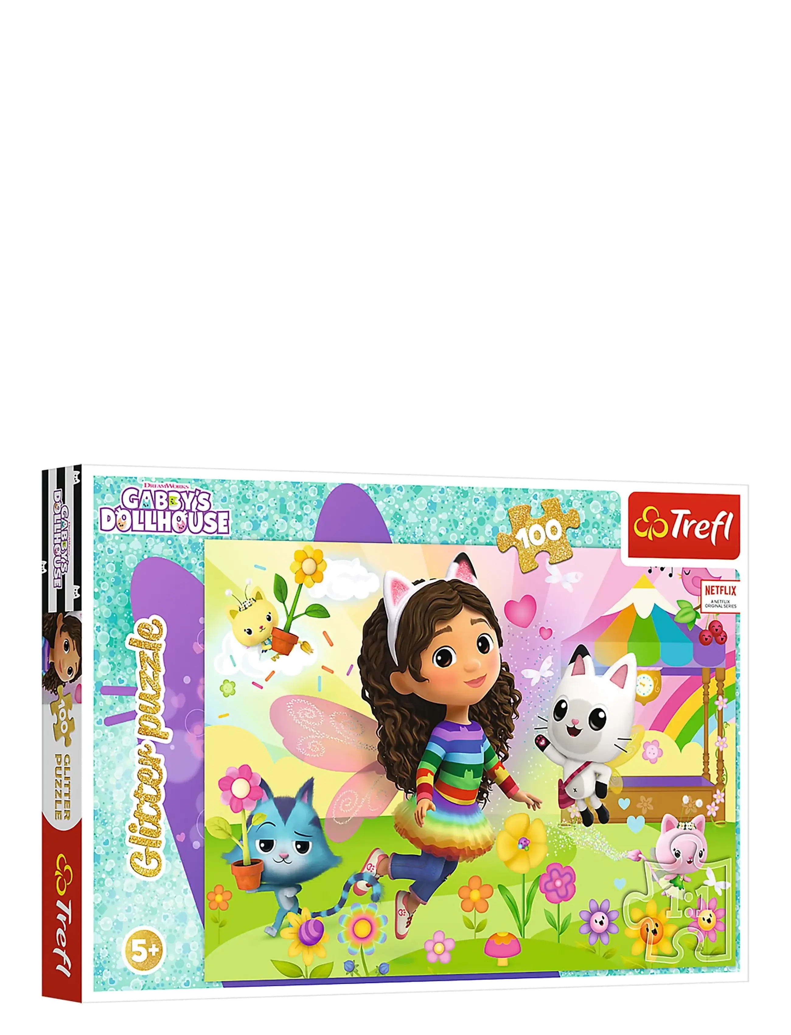 Trefl Pappussel 100 Bitar Glitter Gabby, One Size, Puzzles, Mehrfarbig/gemustert - Classic Kinder