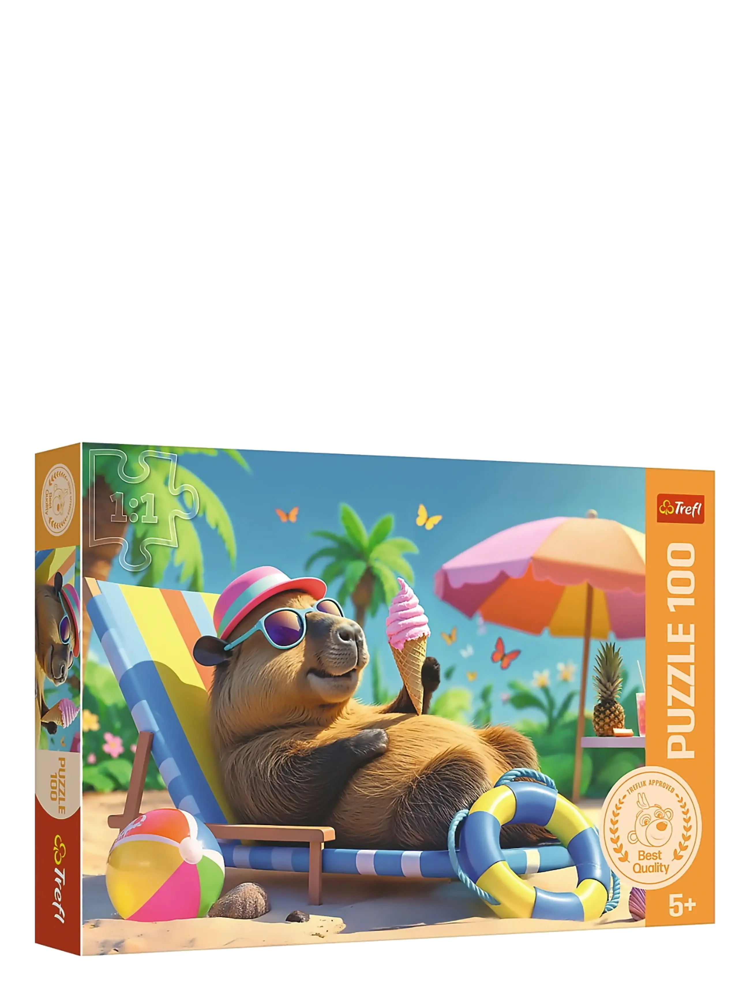Trefl Pappussel 100 Bitar Capybara Relaxed, One Size, Puzzles, Mehrfarbig/gemustert - Classic Kinder