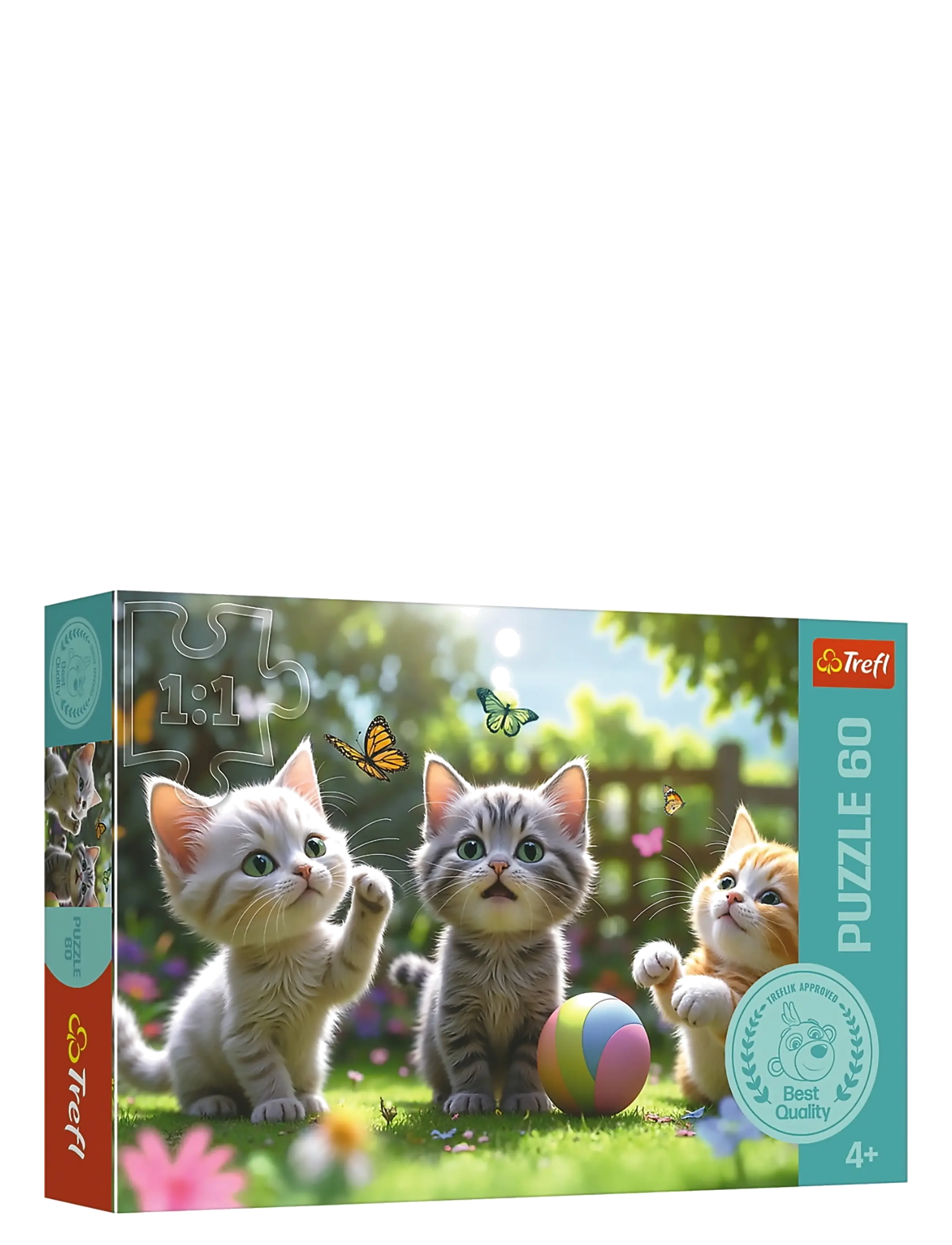 Trefl Pappussel 60 Bitar Three Kittens, One Size, Puzzles, Mehrfarbig/gemustert - Classic Kinder