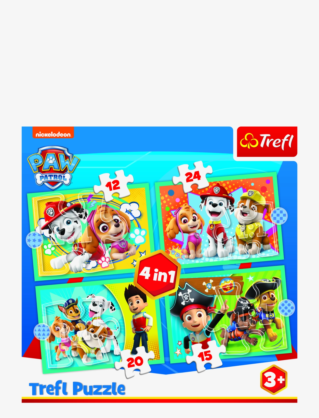 Trefl 4 I 1 12+15+20+24 Bit Paw Patrol, Børn, Classic Puslespil, Multi/mønstret, Str: ONE SIZE