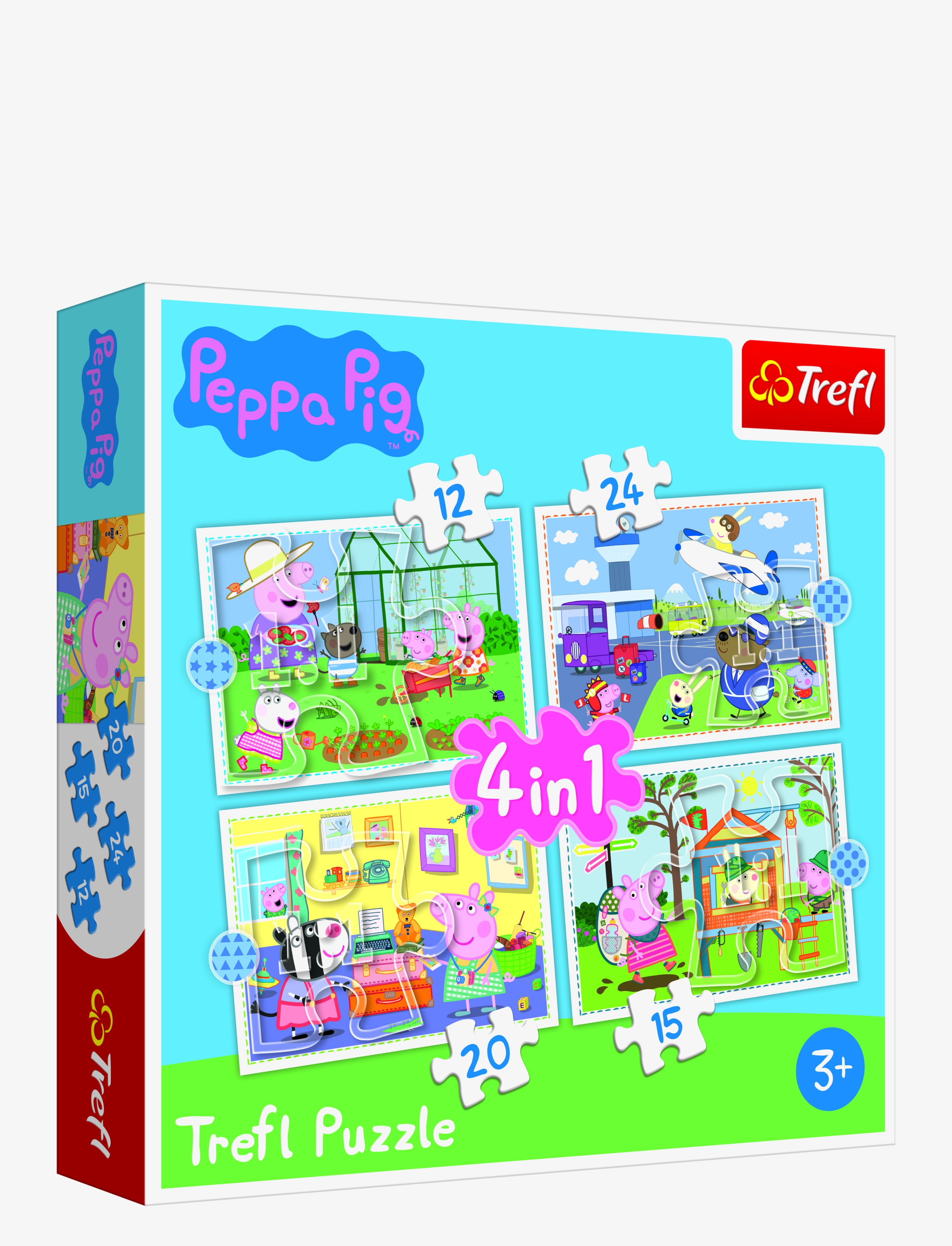 Trefl Trefl 4 I 1 12+15+20+24 Bit Peppa Pig, One Size, Multi/patterned, Puslespil > Klassiske Puslespil, Børn