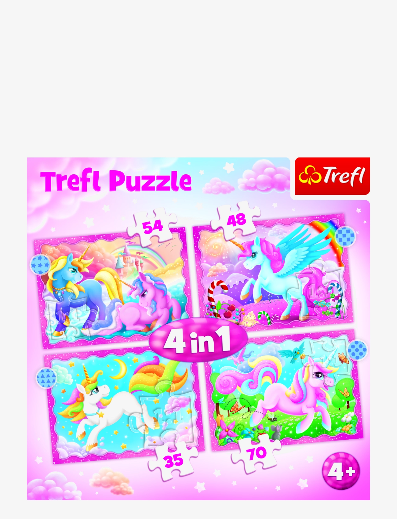 Trefl Trefl 4 I 1 35+48+54+70 Bit Unicorns&Magic, One Size, Multi/patterned, Puslespil > Klassiske Puslespil, Børn