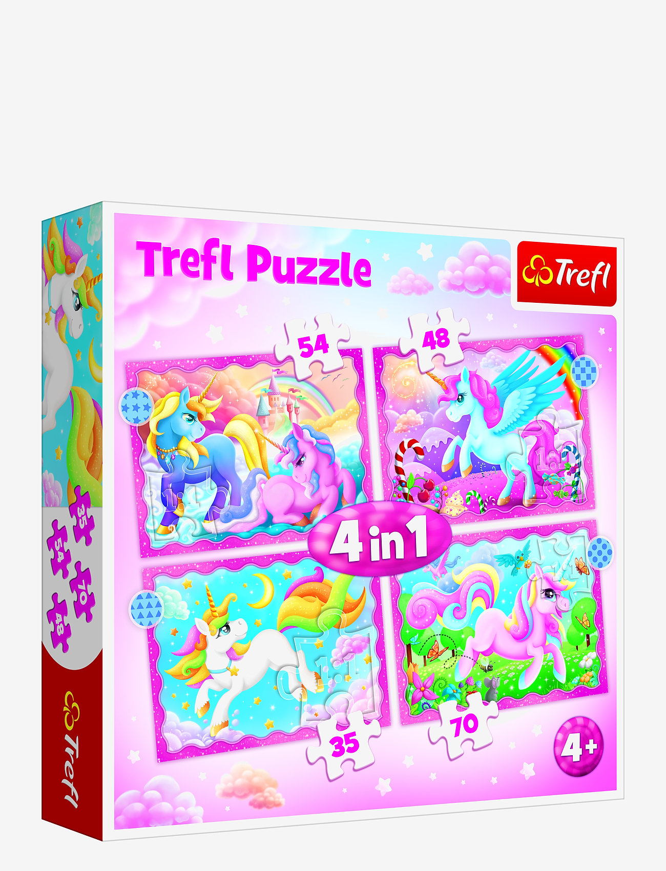 Trefl - TREFL 4 i 1 35+48+54+70 BIT UNICORNS&MAGIC - klassikalised pusled - pink - 1
