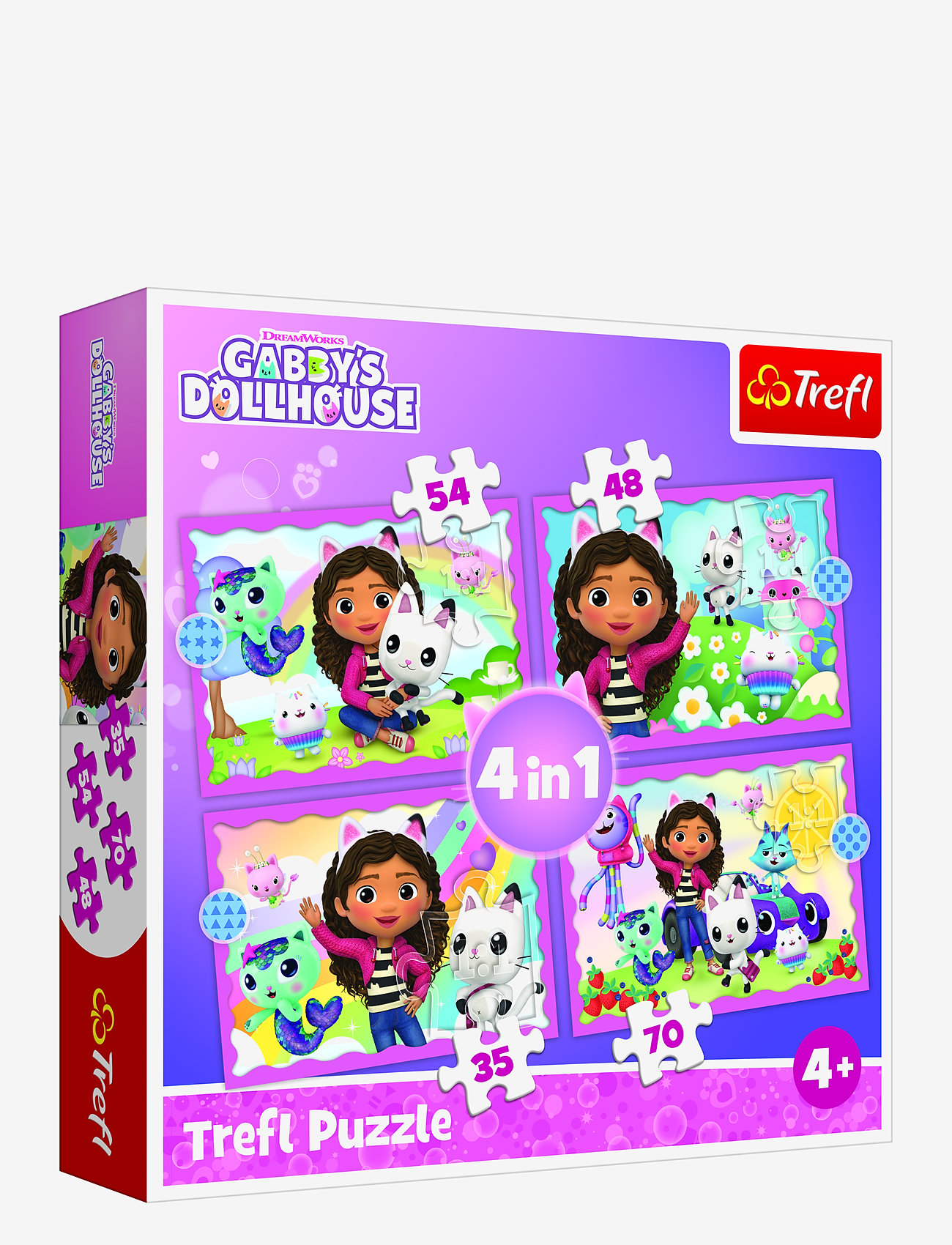 Trefl - TREFL 4 i 1 35+48+54+70 BIT GABBY - klassiska pussel - purple - 1