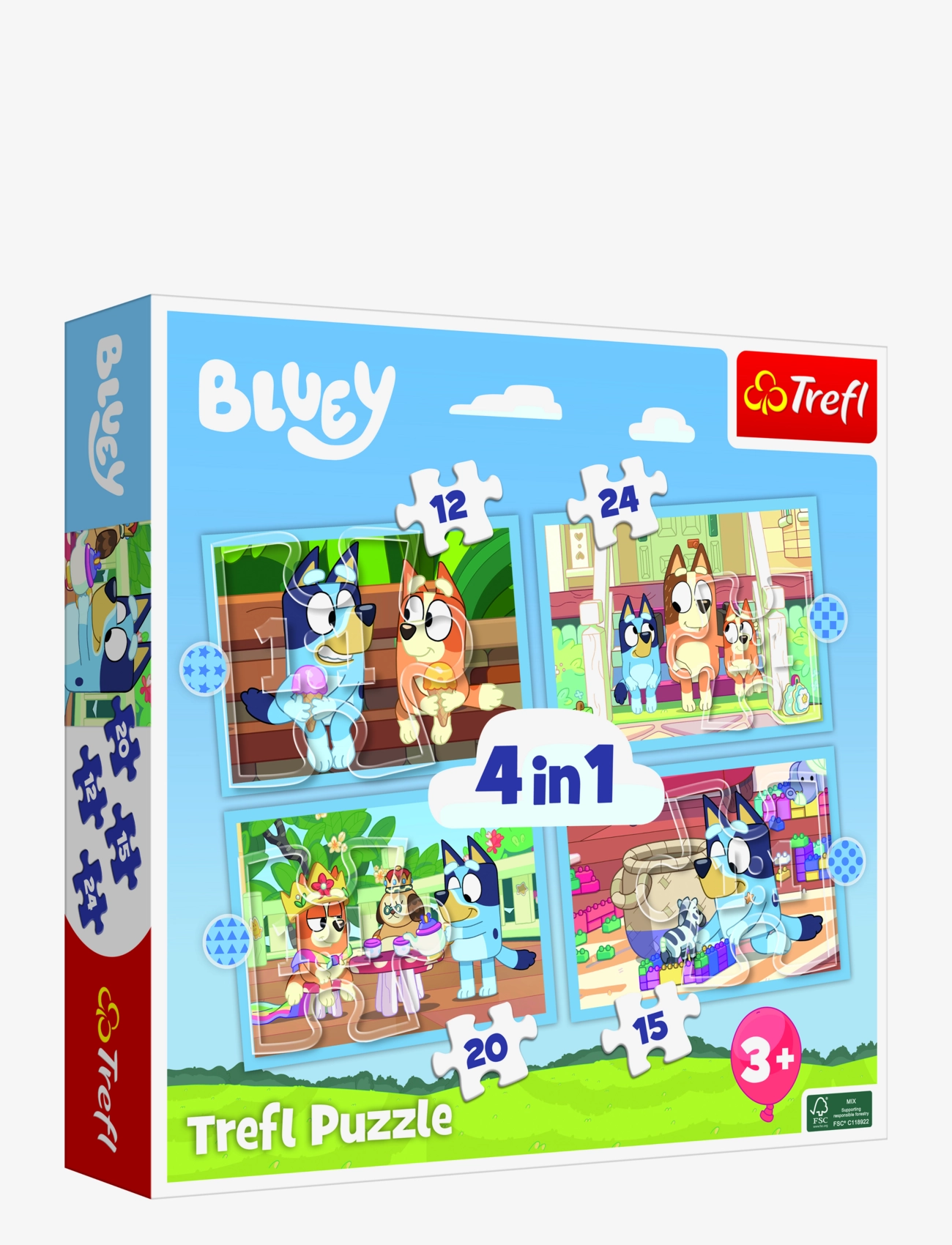 Trefl - PAPPUSSEL TREFL (4i1) 12+15+20+24 BITAR BLUEY - klassische puzzles - blue - 1