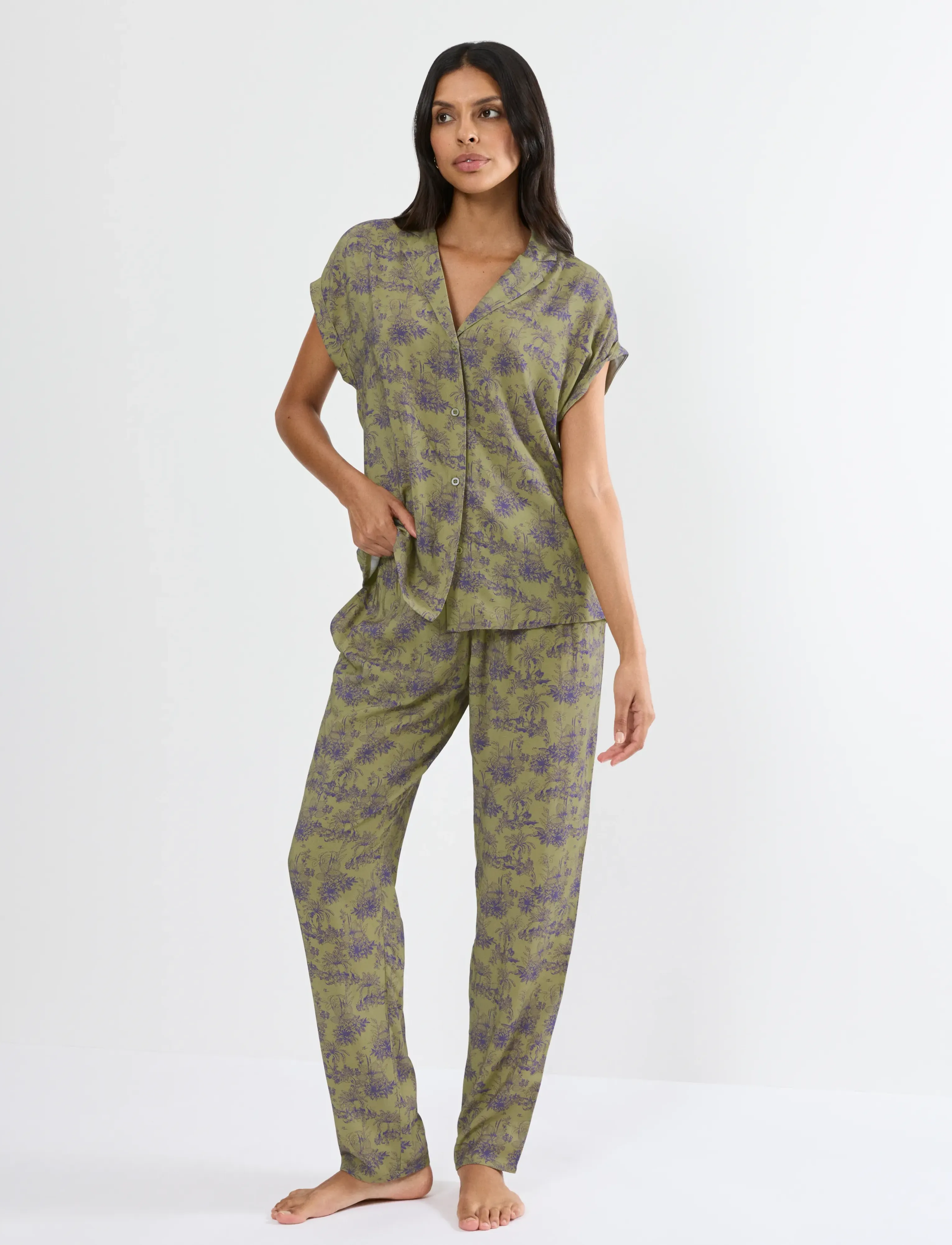 Triumph Boyfriend Fit Pw X, Kvinder, Boyfriend Fit Pyjamas Sæt, Grøn, Str: 44