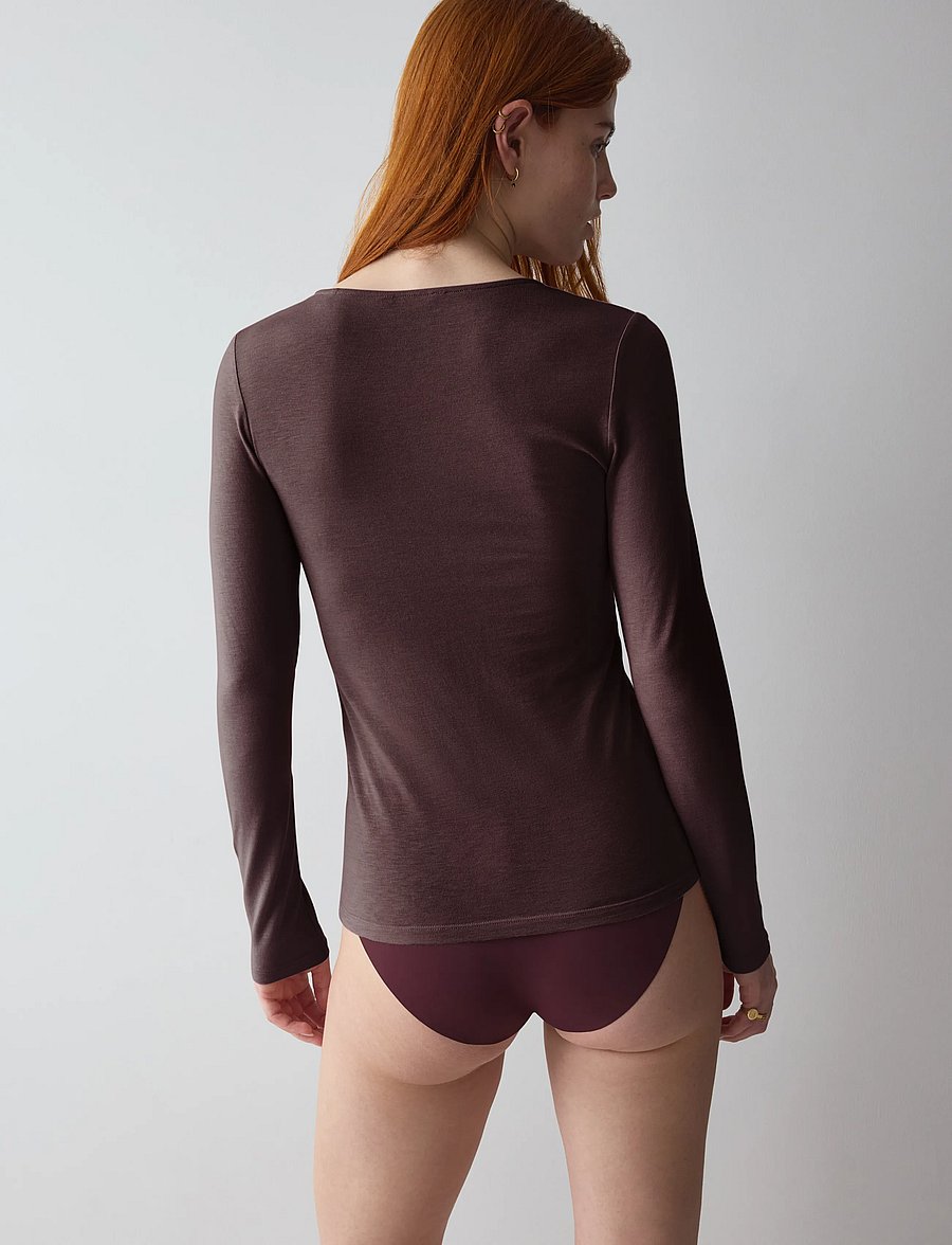Triumph - Beauty Layers LSL Top 04 - langärmlige tops - brown combination - 3