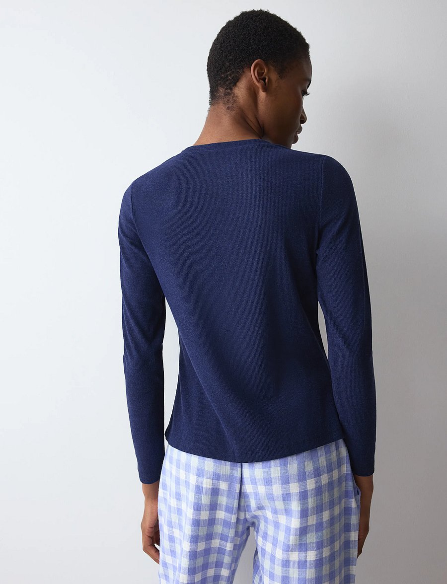 Triumph - Mix & Match LSL Top Soft - tops - blue - dark combination - 3