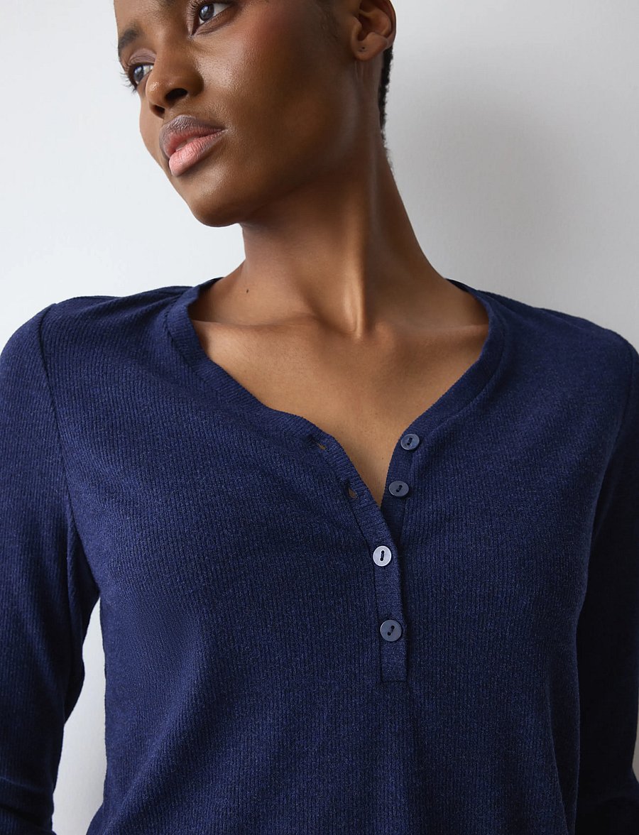 Triumph - Mix & Match LSL Top Soft - tops - blue - dark combination - 4