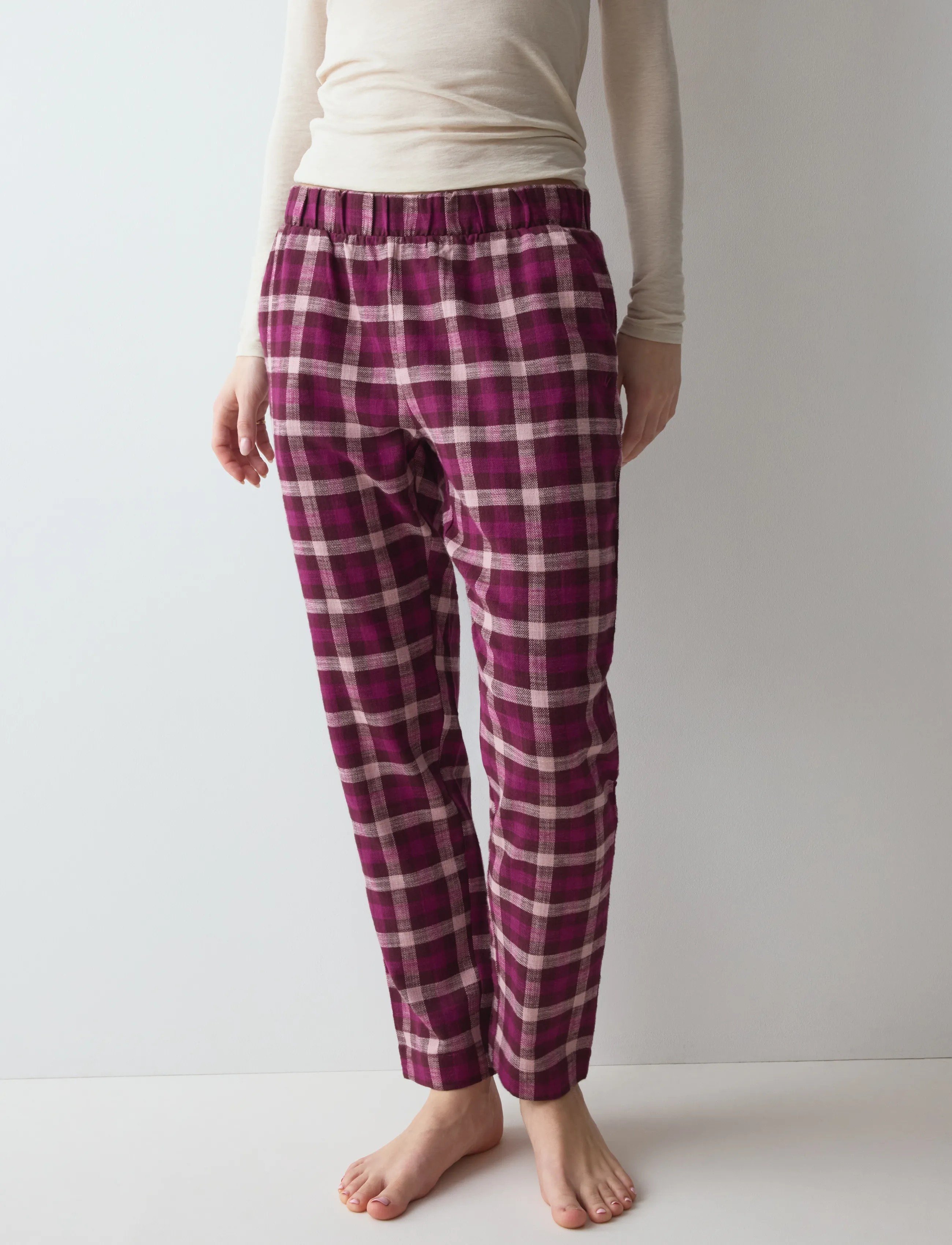 Triumph - Mix & Match Tapered Trouser Flannel 02 X - pyjama pants - pink - dark combination - 0