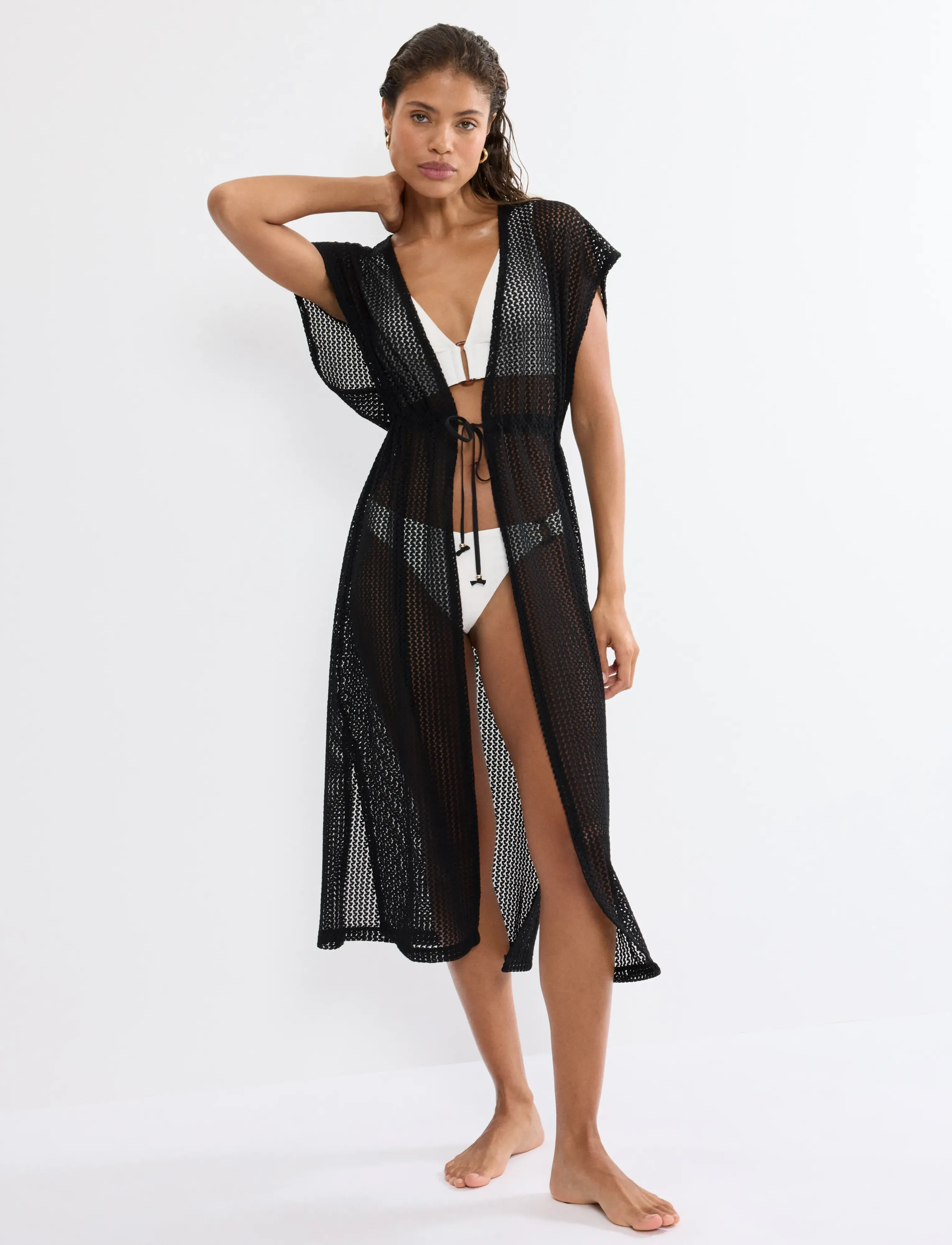 Triumph Beach Mywear Crochet Kimono, 42, Bademode, Schwarz - Wear, Frauen