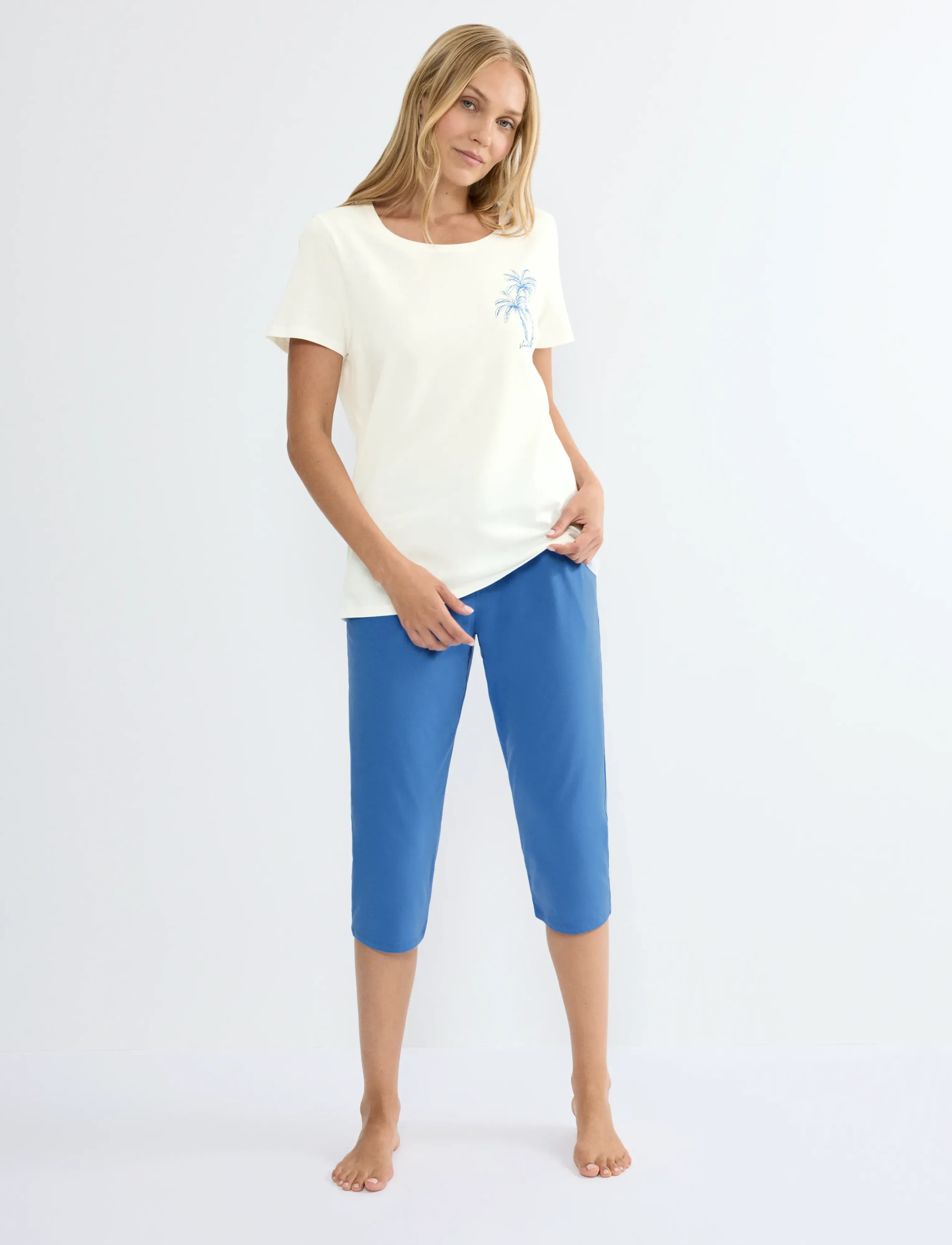 Triumph Sæt Pk Capri X 03, 38, Blue, Nat- Og Opholdstøj > Pyjamas (set), Dame