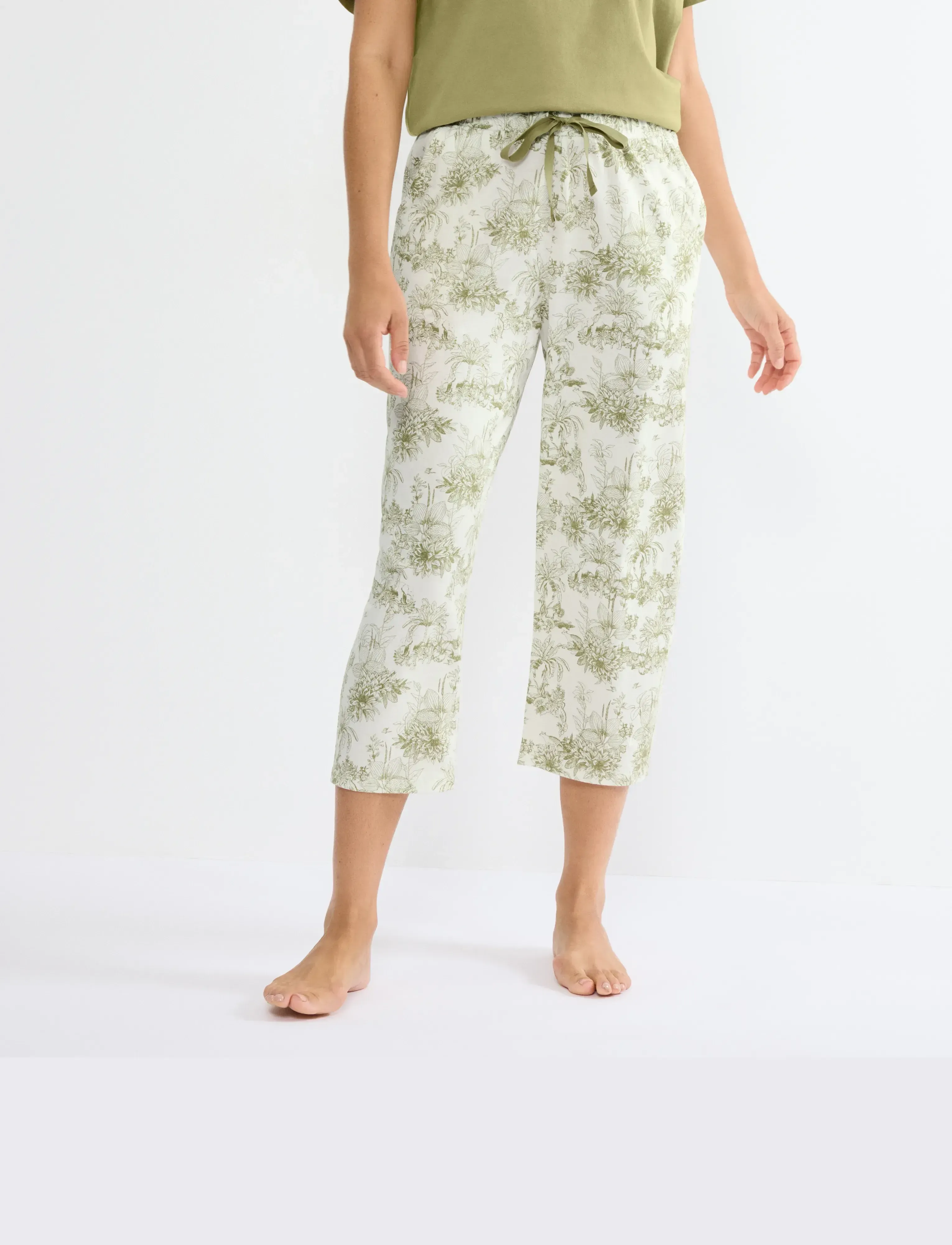 Triumph Mix & Match 7/8 Trousers 02 - Bielizna - GREEN - LIGHT COMBINATION / cream
