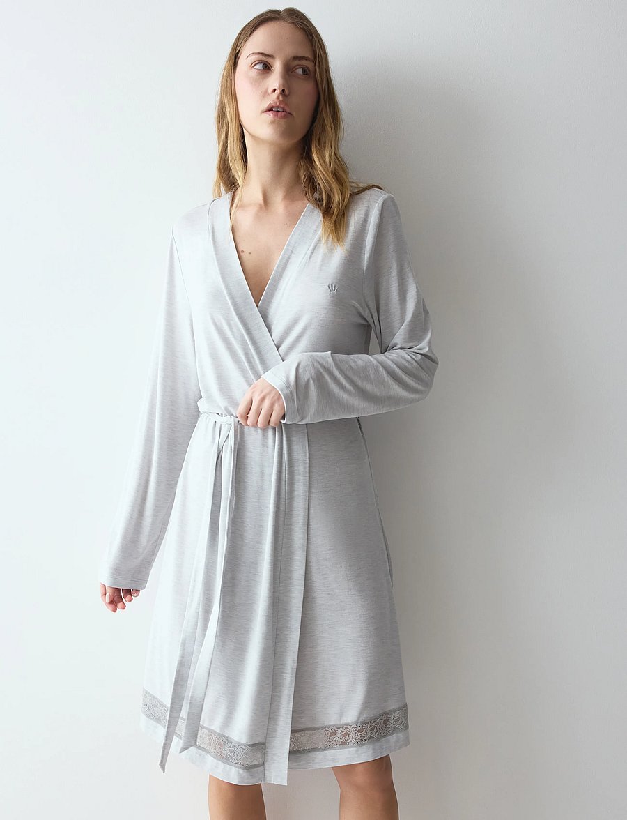 Triumph - Comfort Allure Robe - bademäntel - light grey melange - 0