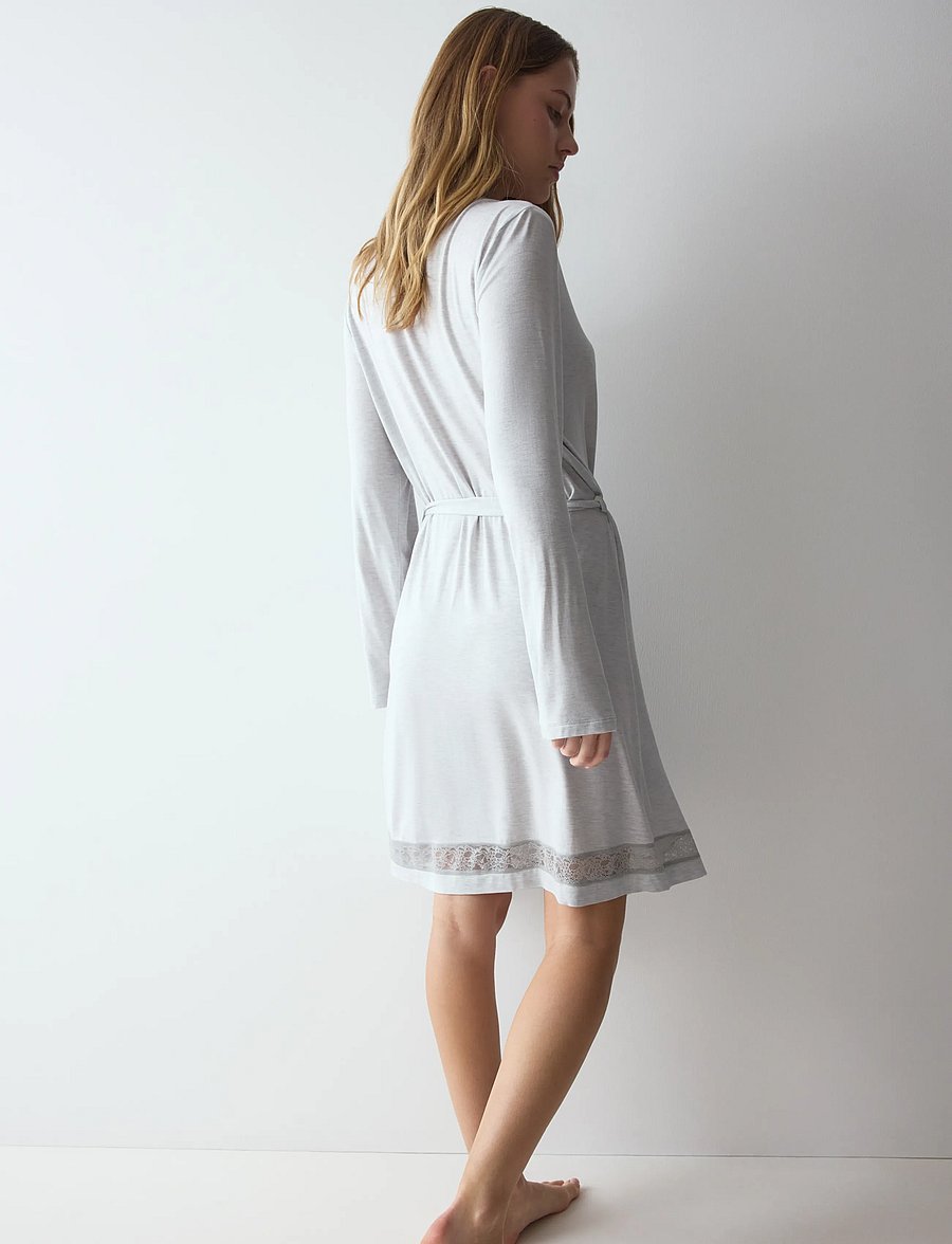 Triumph - Comfort Allure Robe - bademäntel - light grey melange - 3