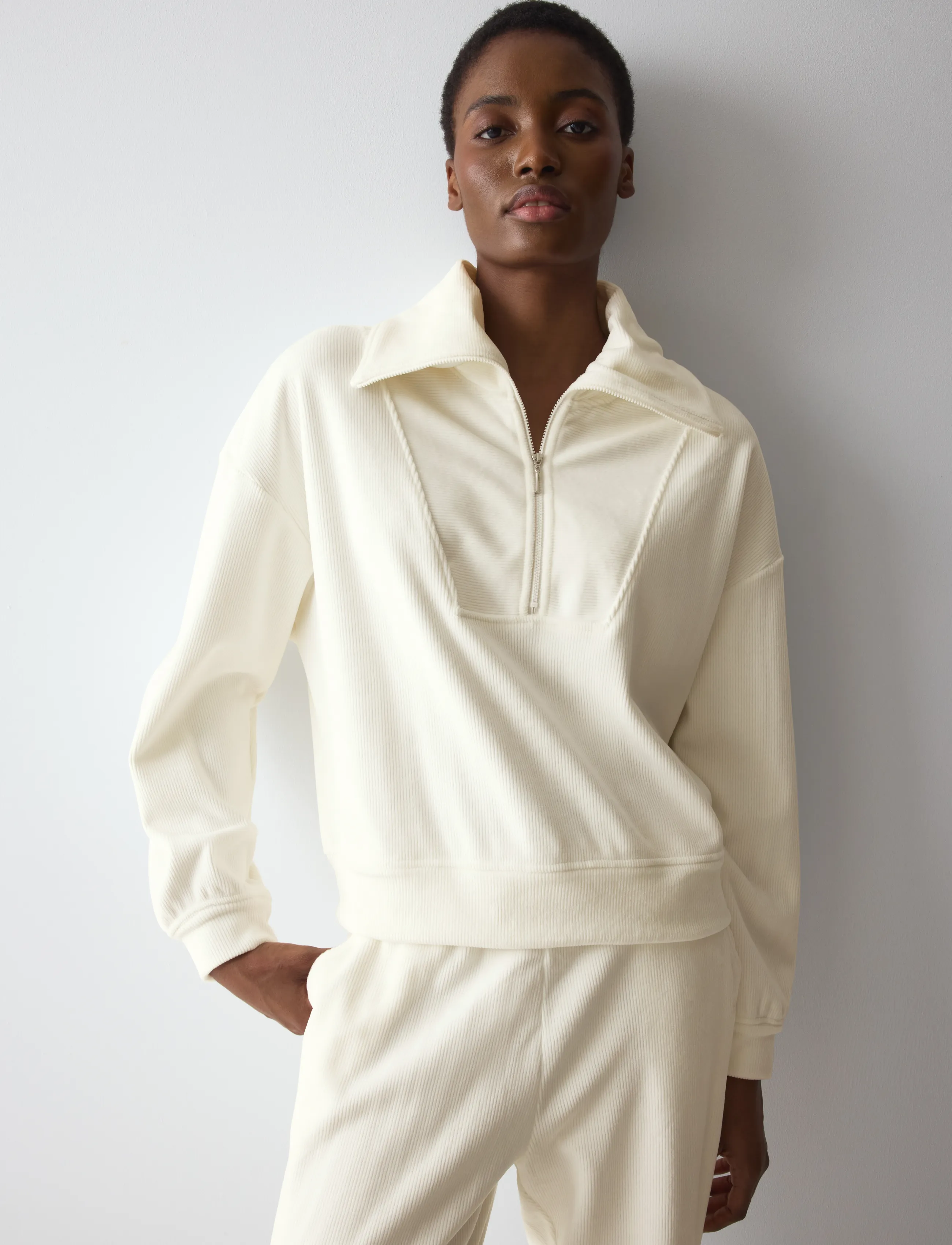 Triumph - Velour Rib Sweater - sweatshirts - silk white - 0