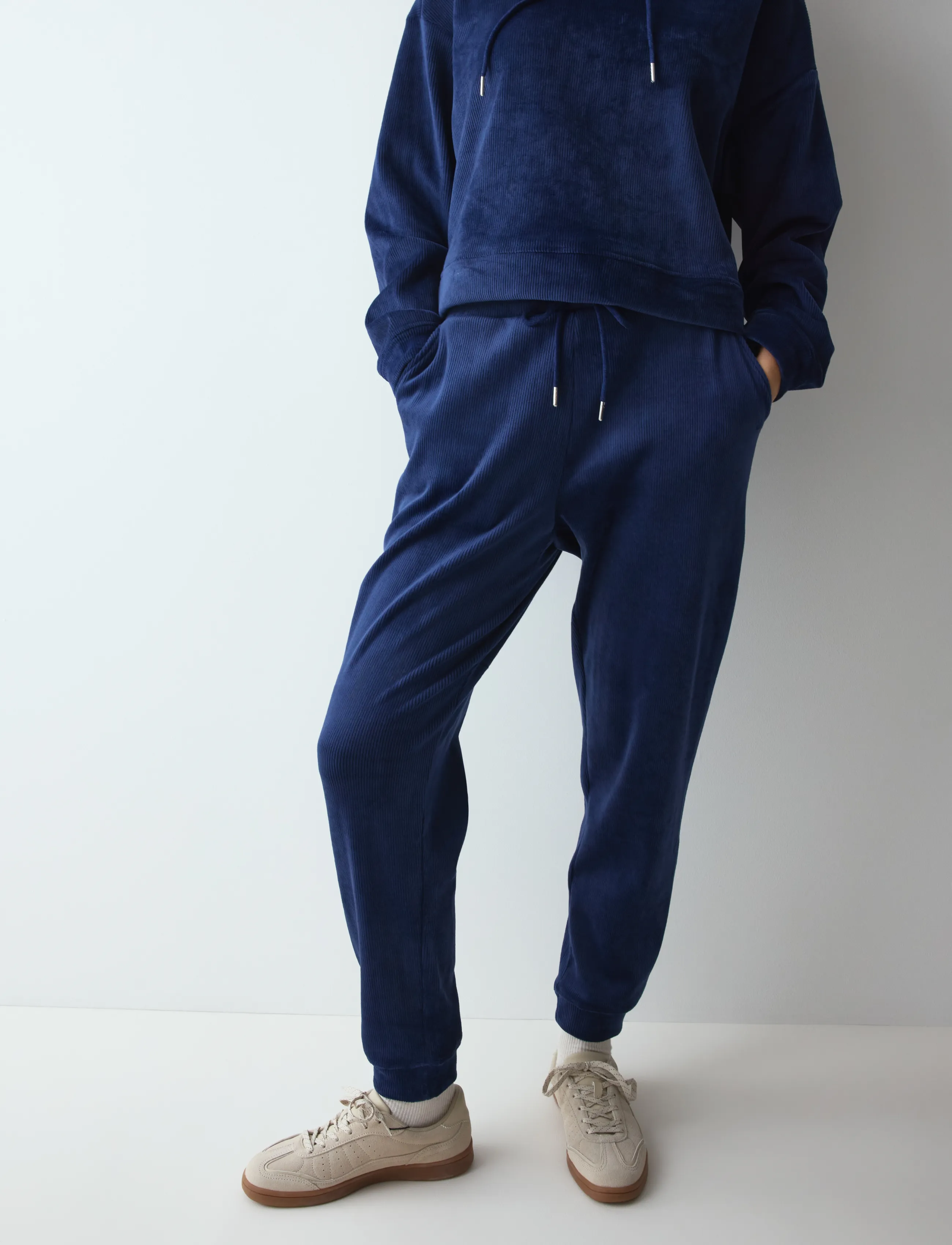 Triumph Velour Rib Trousers, Damen, Velours Jogginghose, Marineblau, Gr.46