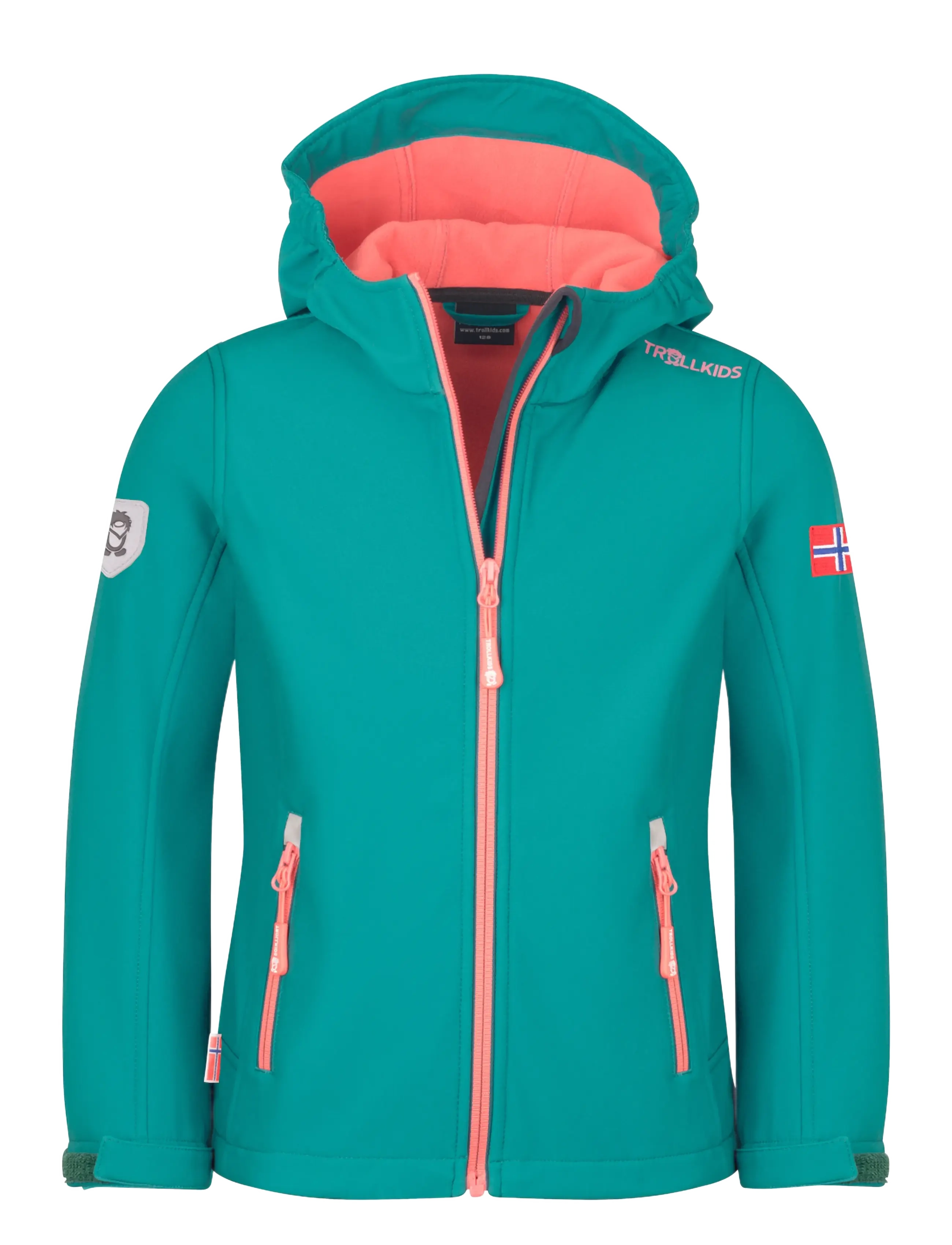 Troll Kids Girls Trollfjord Jacket - Jackets - OCEAN GREEN/CORAL PINK/MIDNIGHT PETROL / green