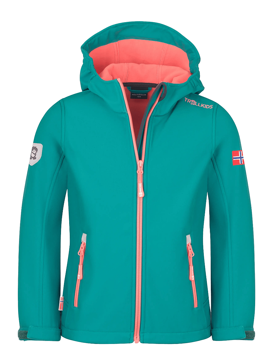 TrollKids - Girls Trollfjord Jacket - ocean green/coral pink/midnight petrol - 0