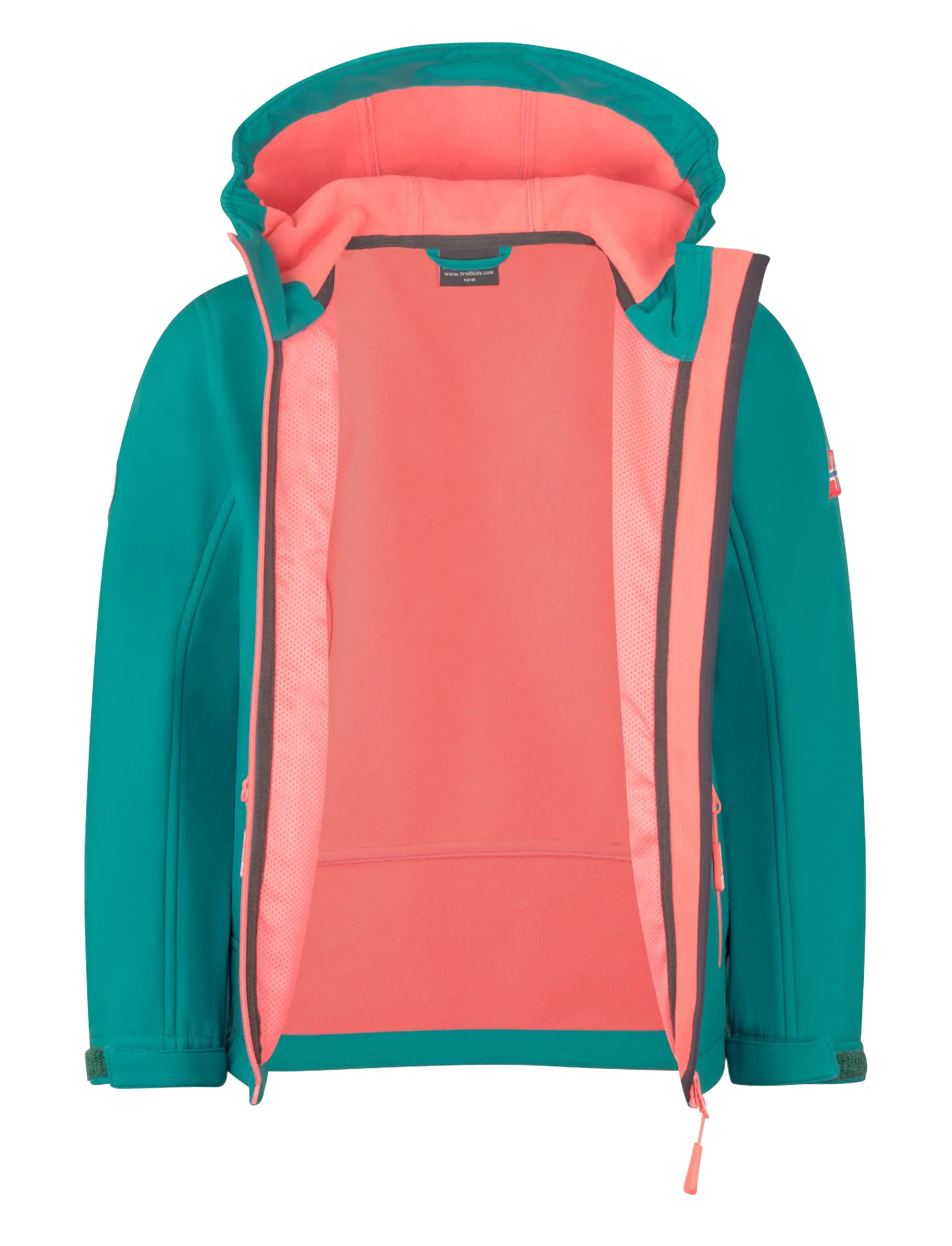 Troll Kids - Girls Trollfjord Jacket - ocean green/coral pink/midnight petrol - 2