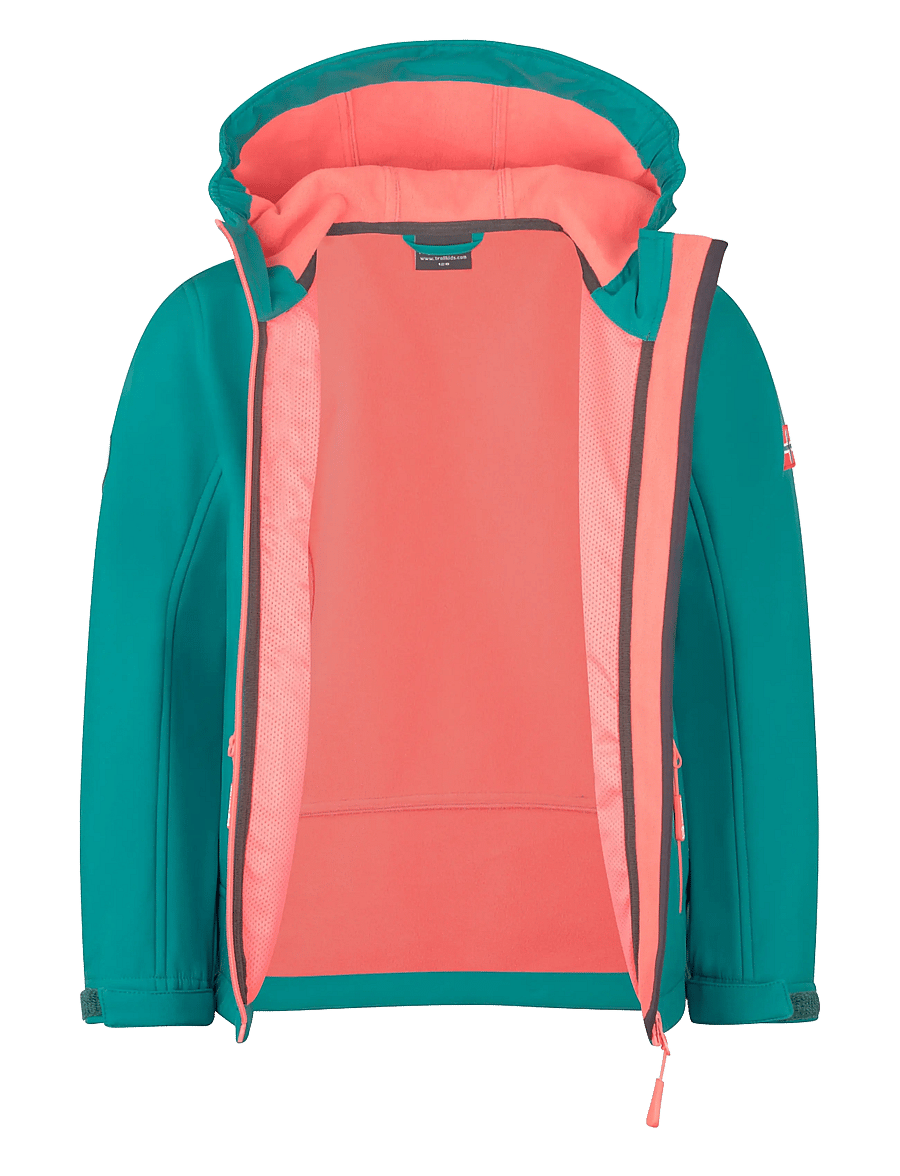 TrollKids - Girls Trollfjord Jacket - ocean green/coral pink/midnight petrol - 2