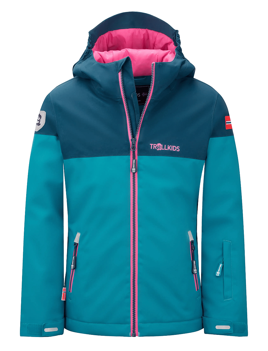 TrollKids - Girls Hallingdal Jacket - dark turquoise/madeira blue/light magenta - 0